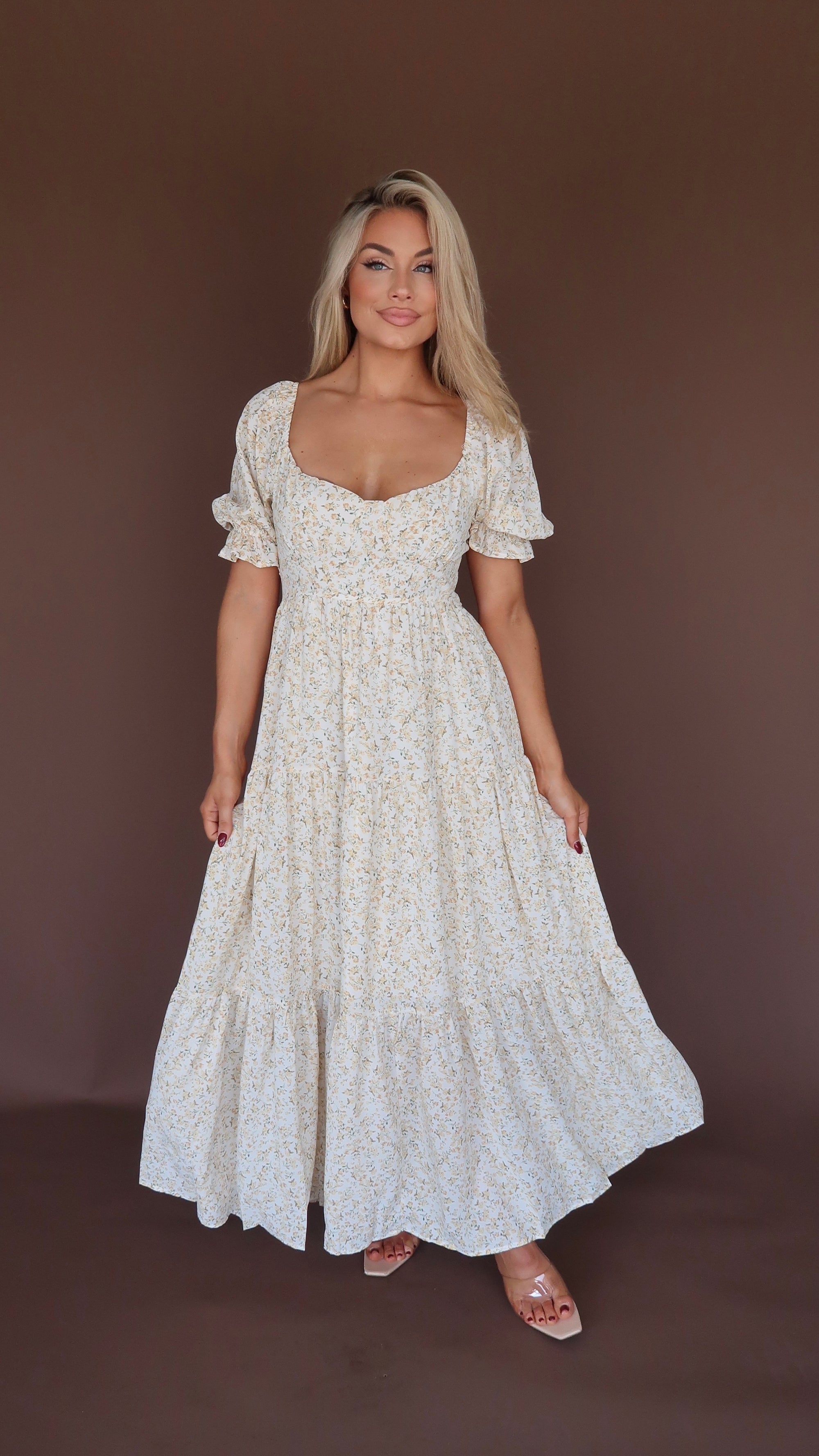 HEARTHSIDE FLORAL MAXI DRESS