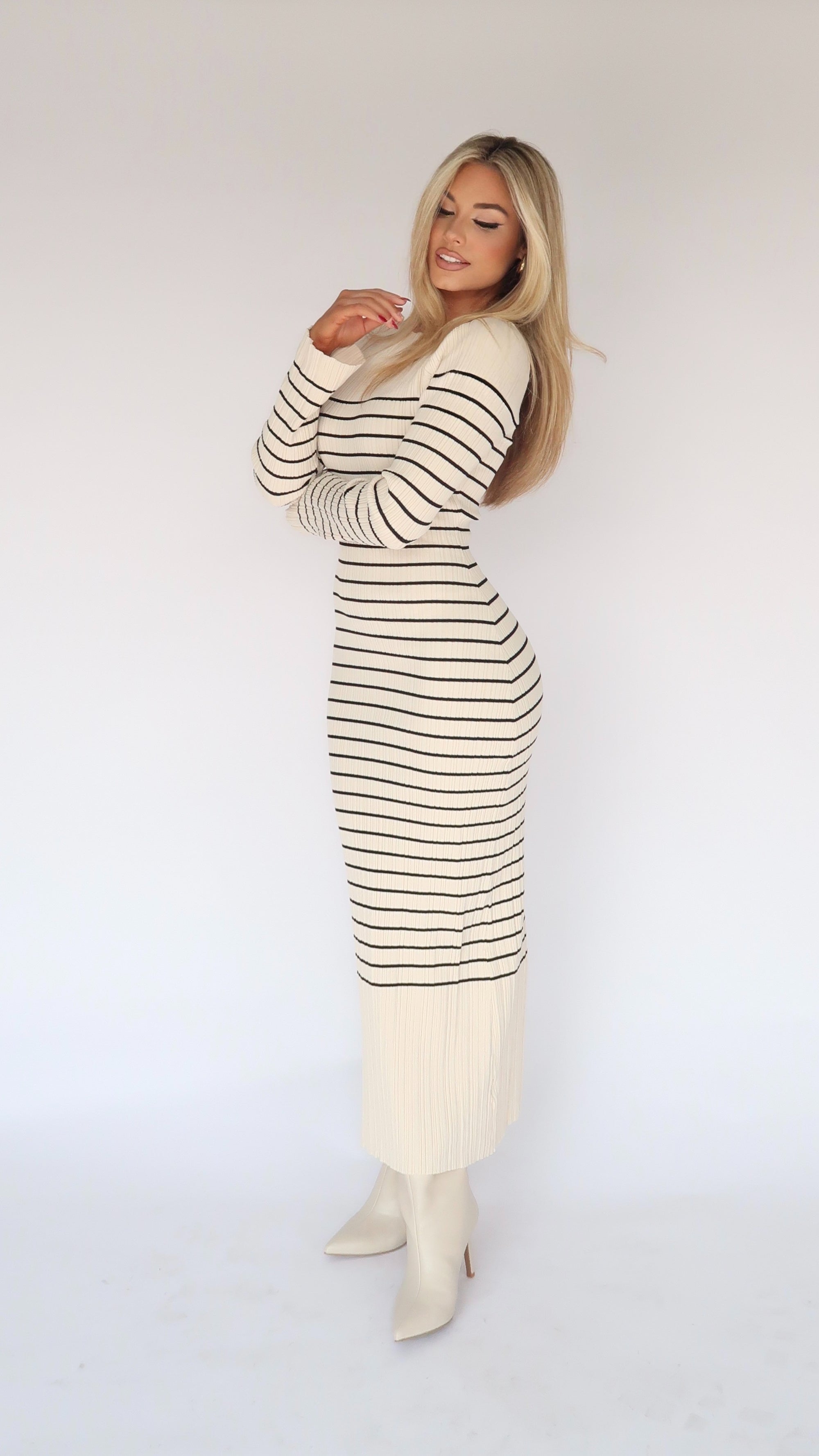 SOFIA RIBBED STRIPED MAXI DRESS