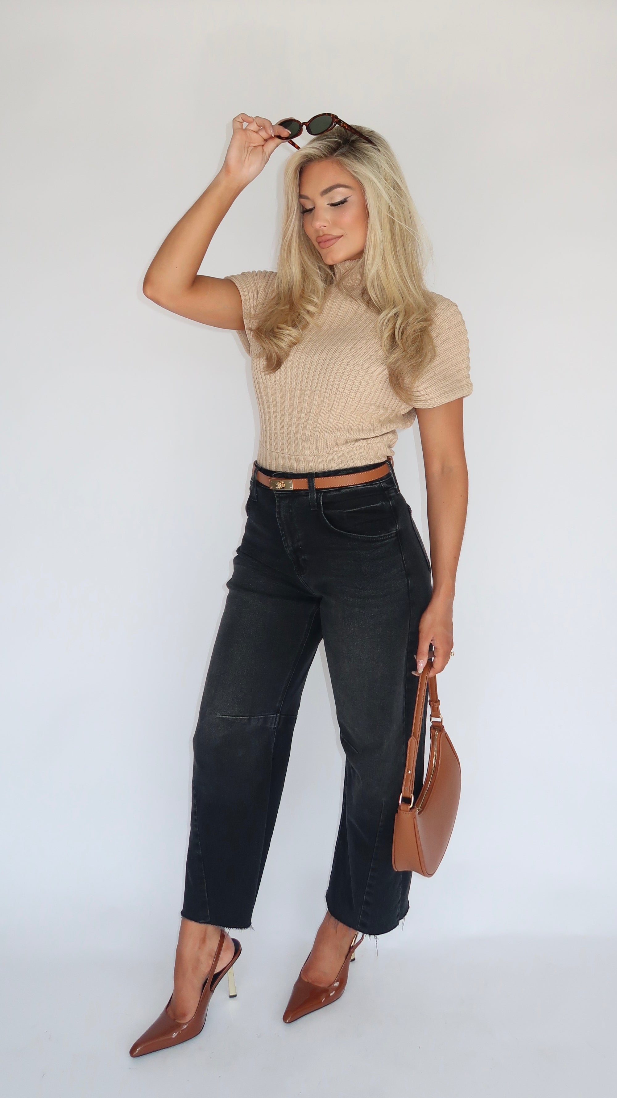 TEDDY ASYMMETRICAL MOCK NECK SWEATER