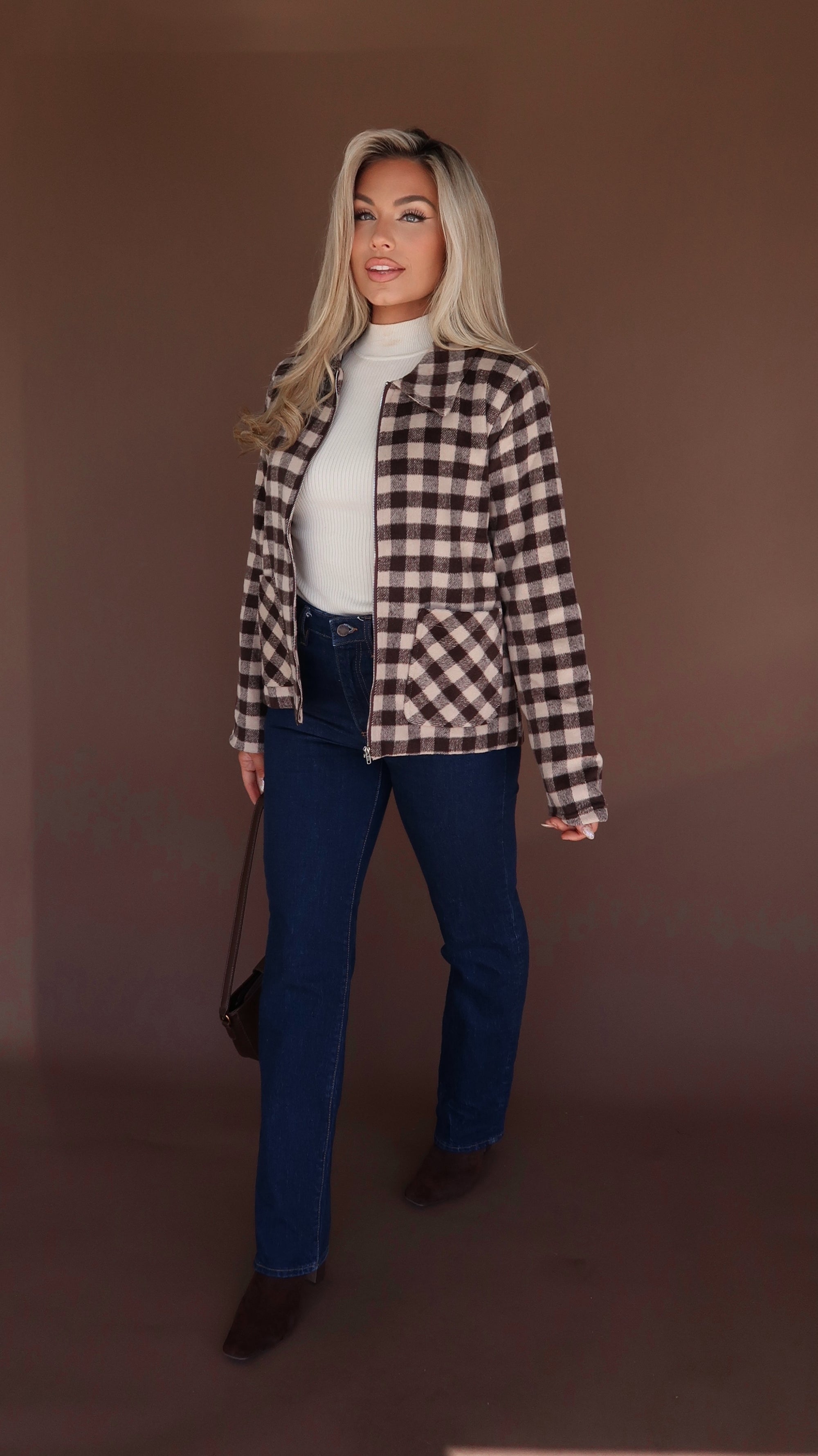 SPICED COCOA GINGHAM JACKET
