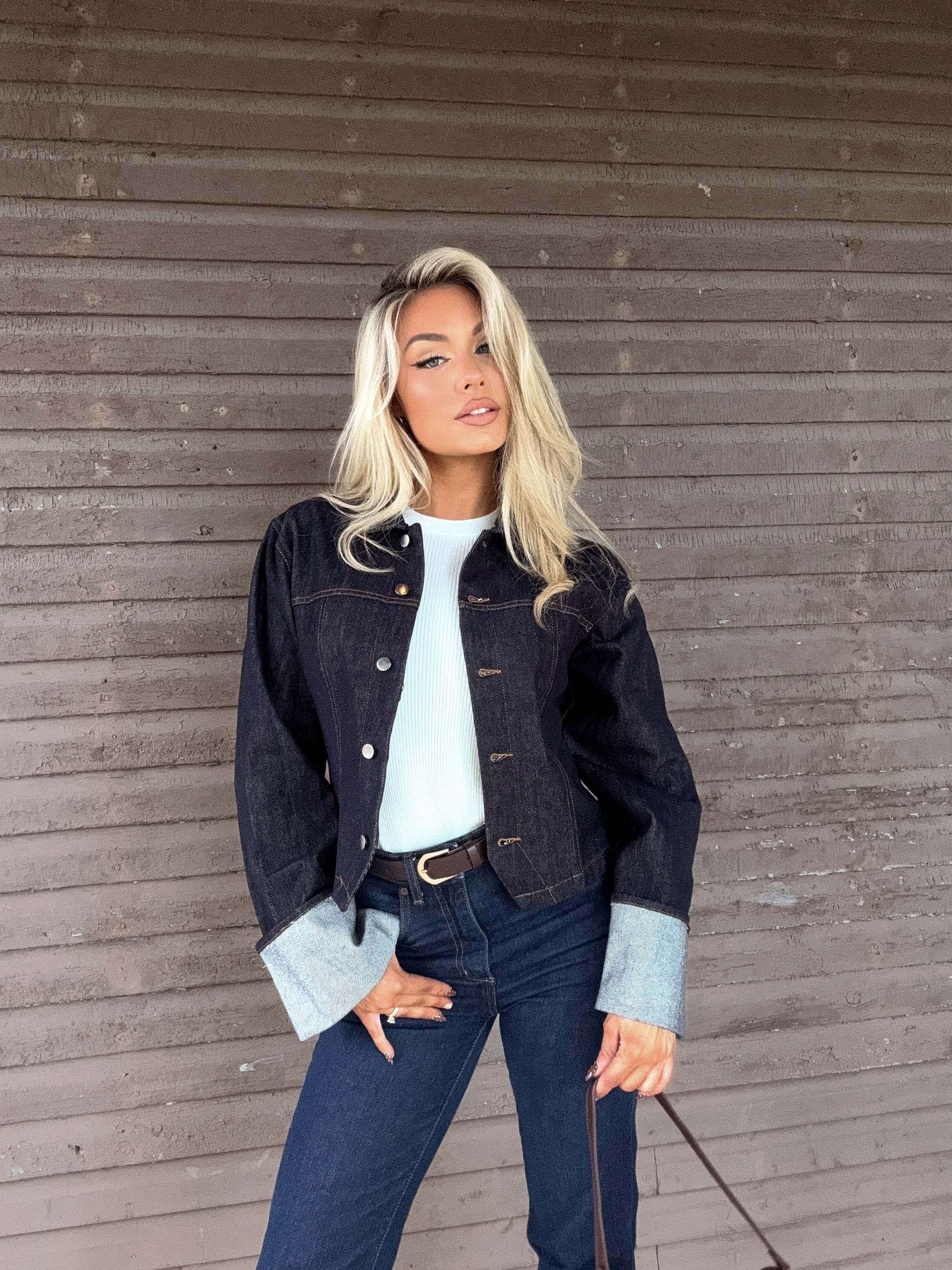 DENIM TRENCH CROPPED JACKET
