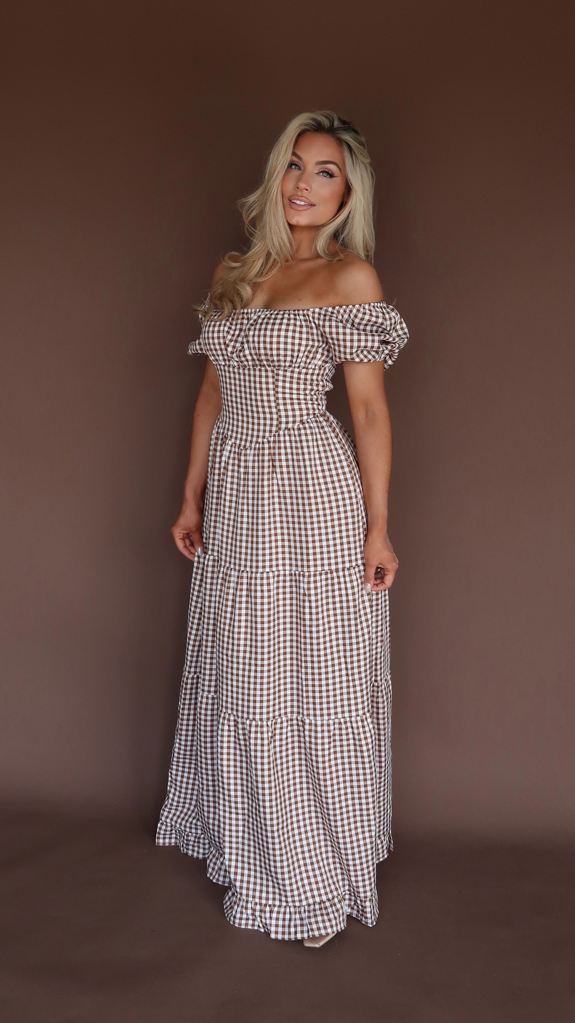 AUTUMN PICNIC GINGHAM MAXI DRESS