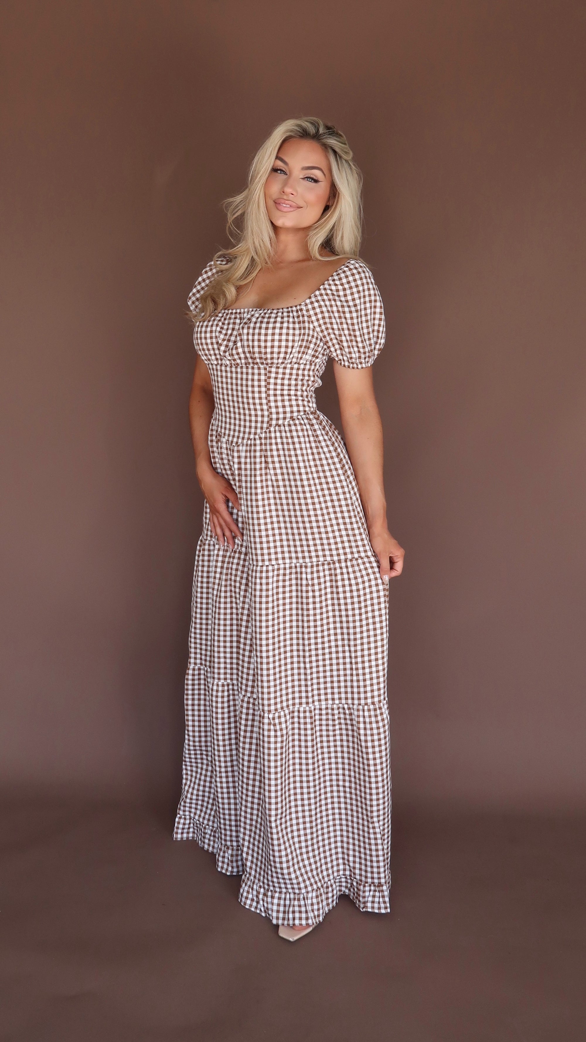 AUTUMN PICNIC GINGHAM MAXI DRESS