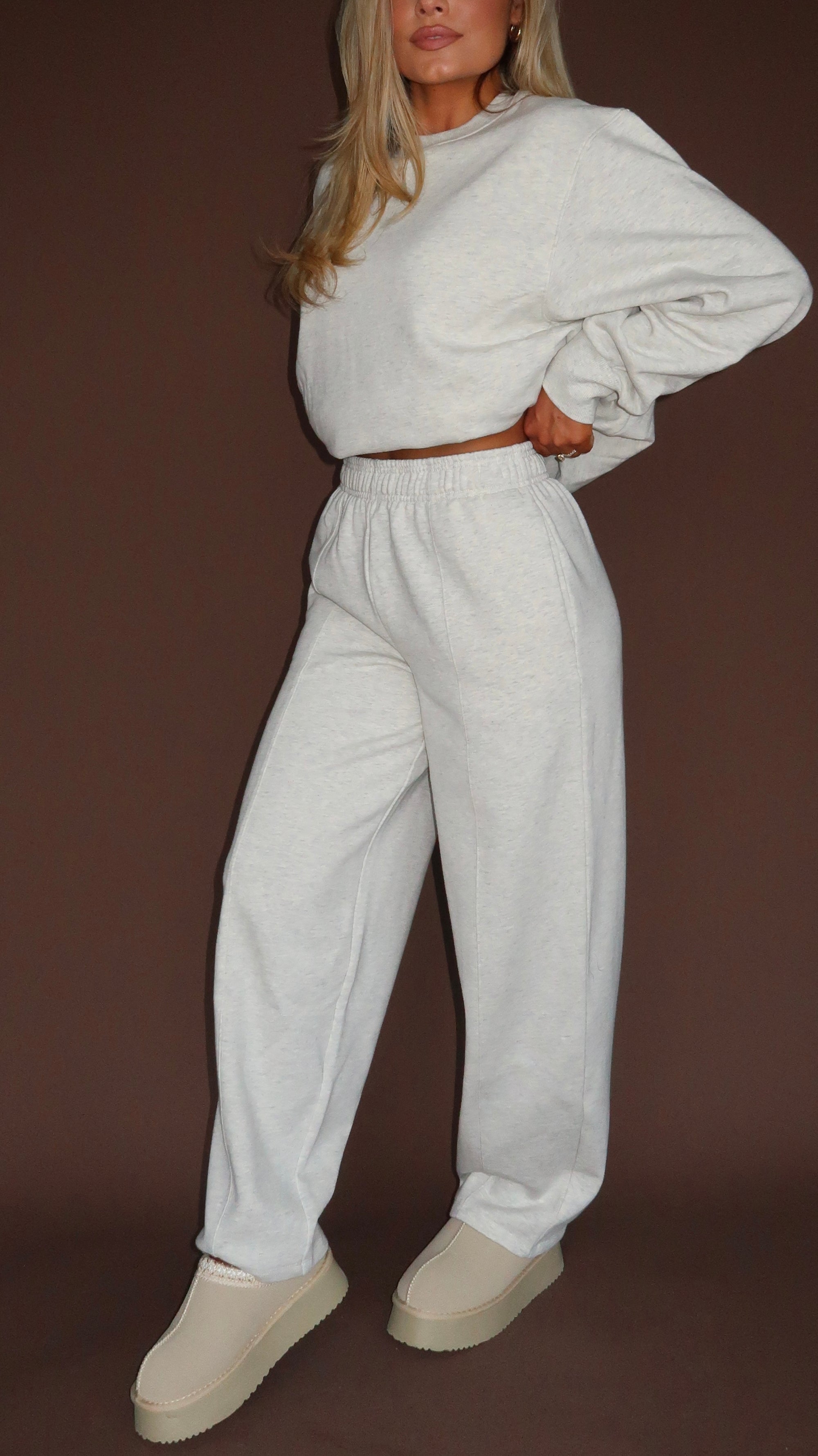 TEDDI BARREL HIGH WAISTED SWEATPANTS HEATHER GREY