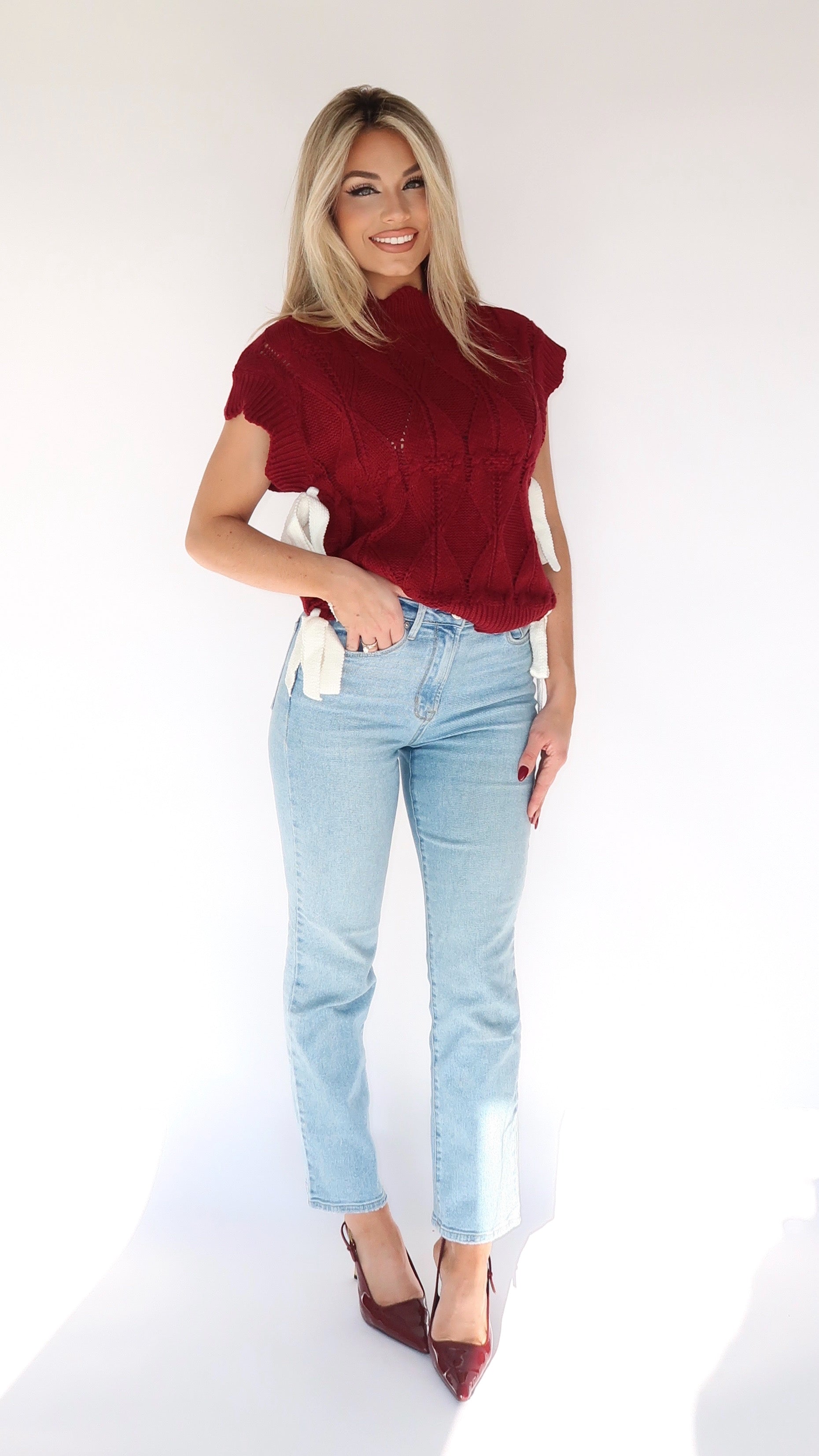 CRANBERRY BLISS BOW SWEATER VEST