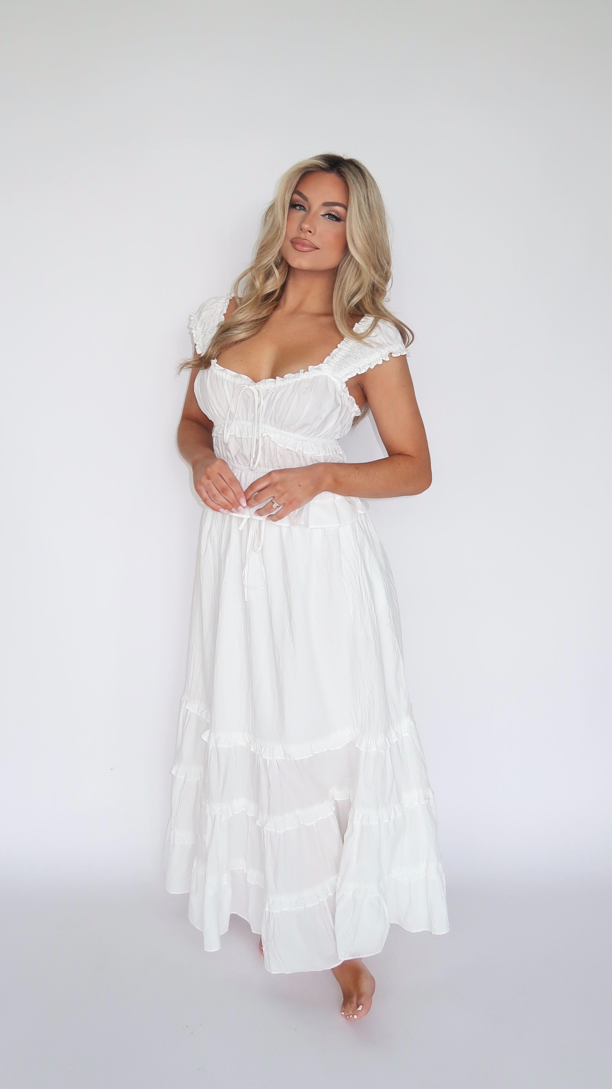 SOUTHERN BELLE WHITE RUCHED TOP