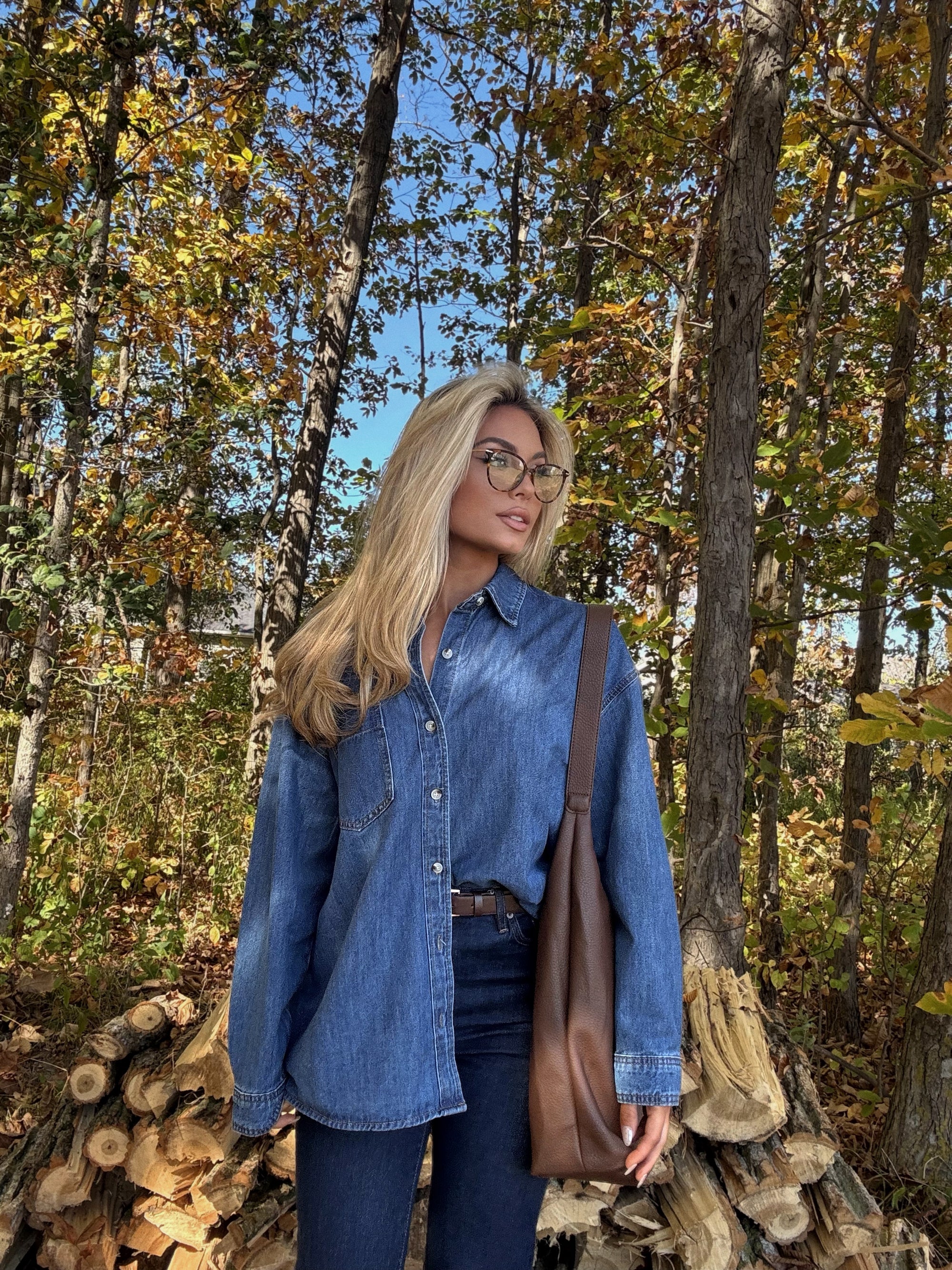 CORE OVERSIZED DENIM BUTTON DOWN DARK WASH