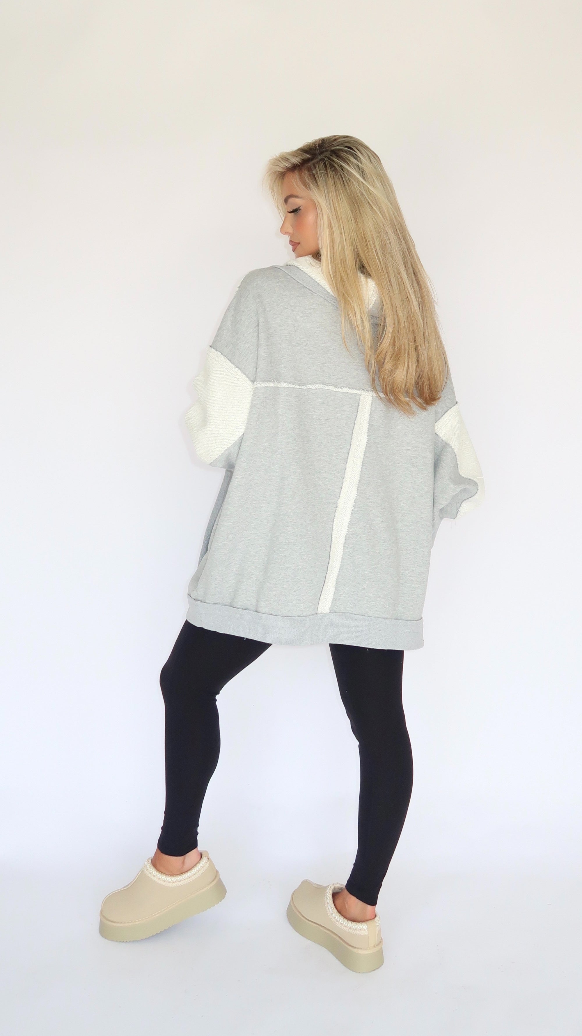 ON THE GO HOODED CARDIGAN GREY