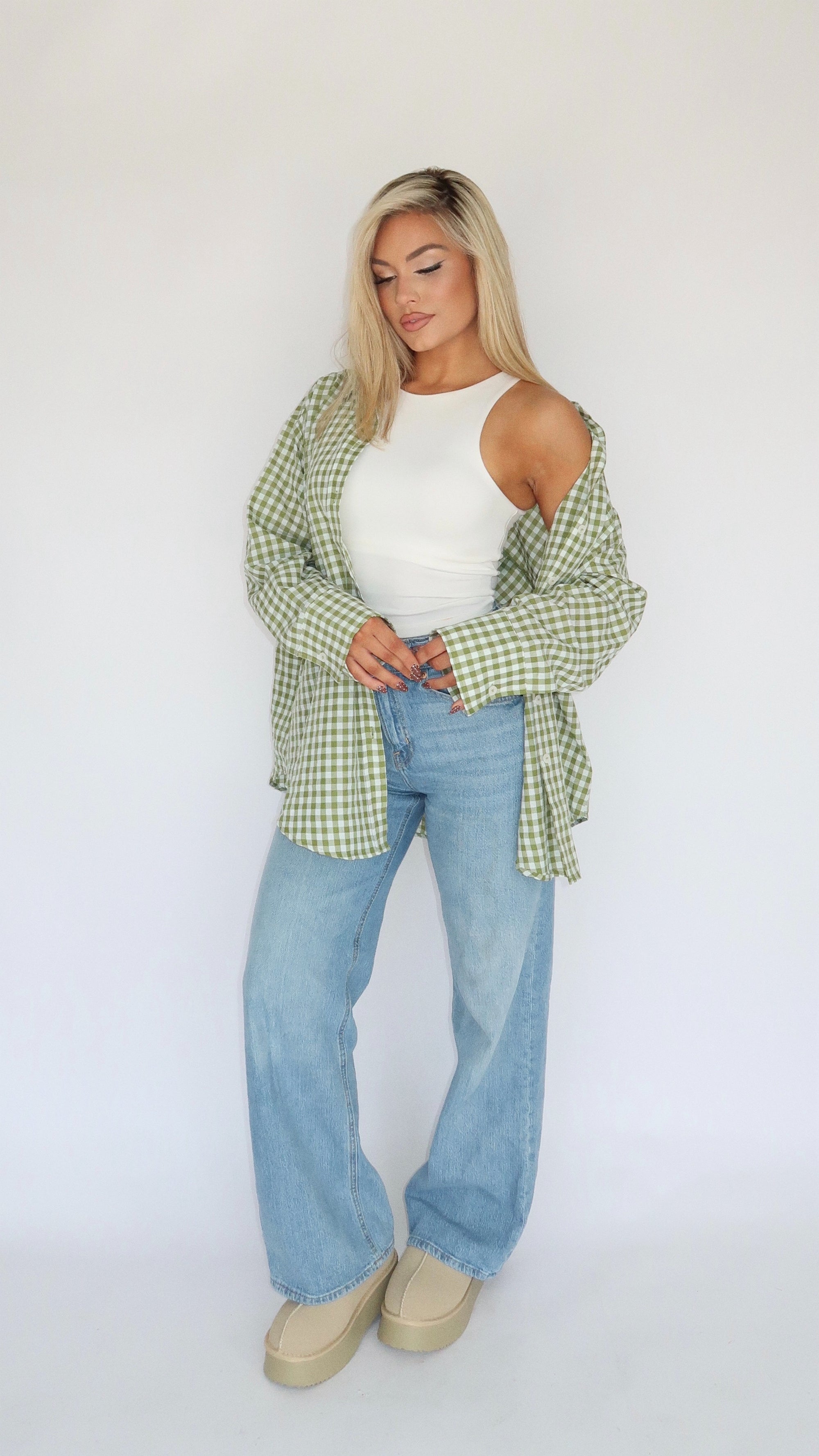 NANTUCKET GINGHAM BUTTON DOWN SAGE