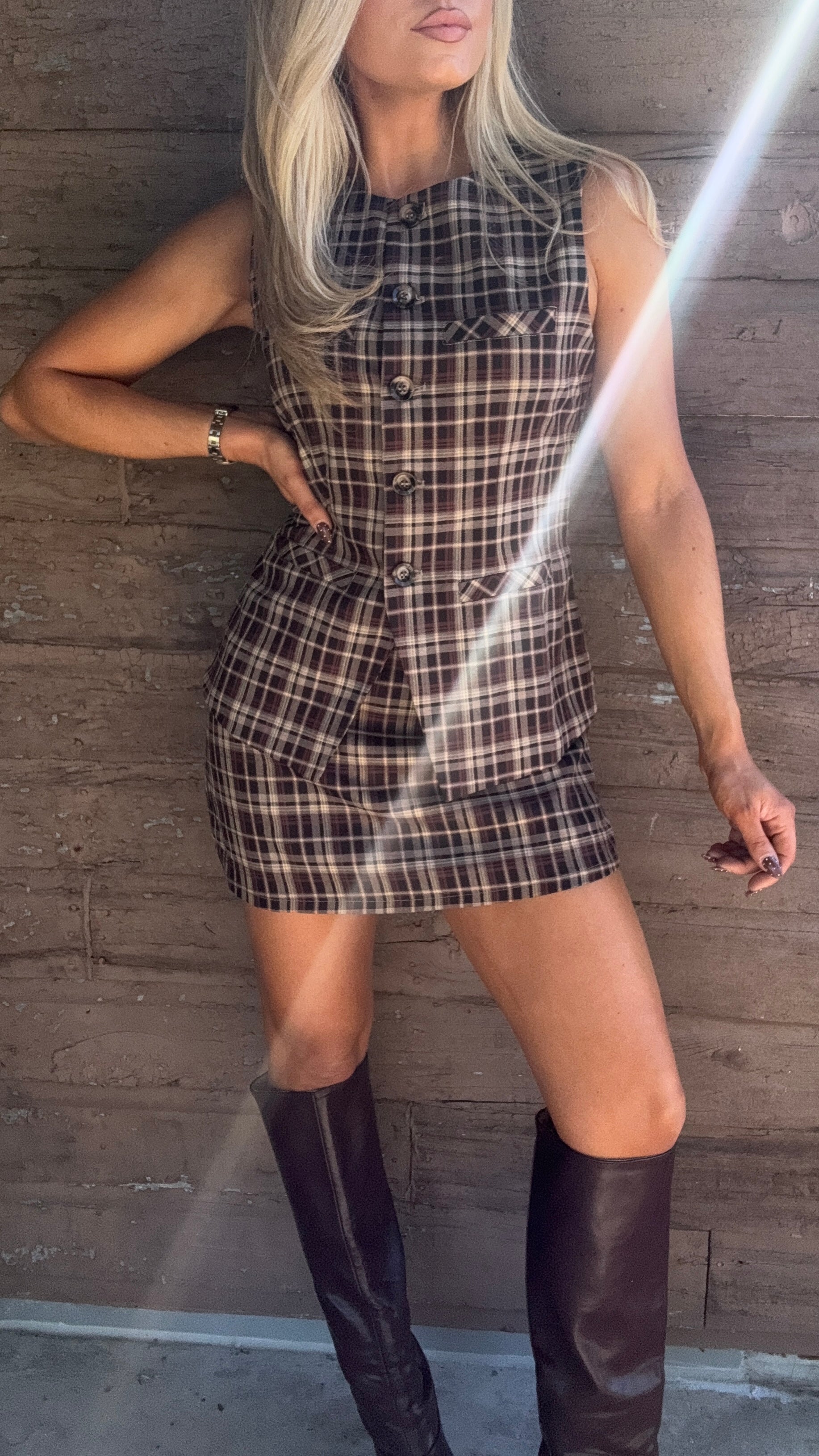 MAPLE LUXE PLAID HIGH-WAISTED SKORT