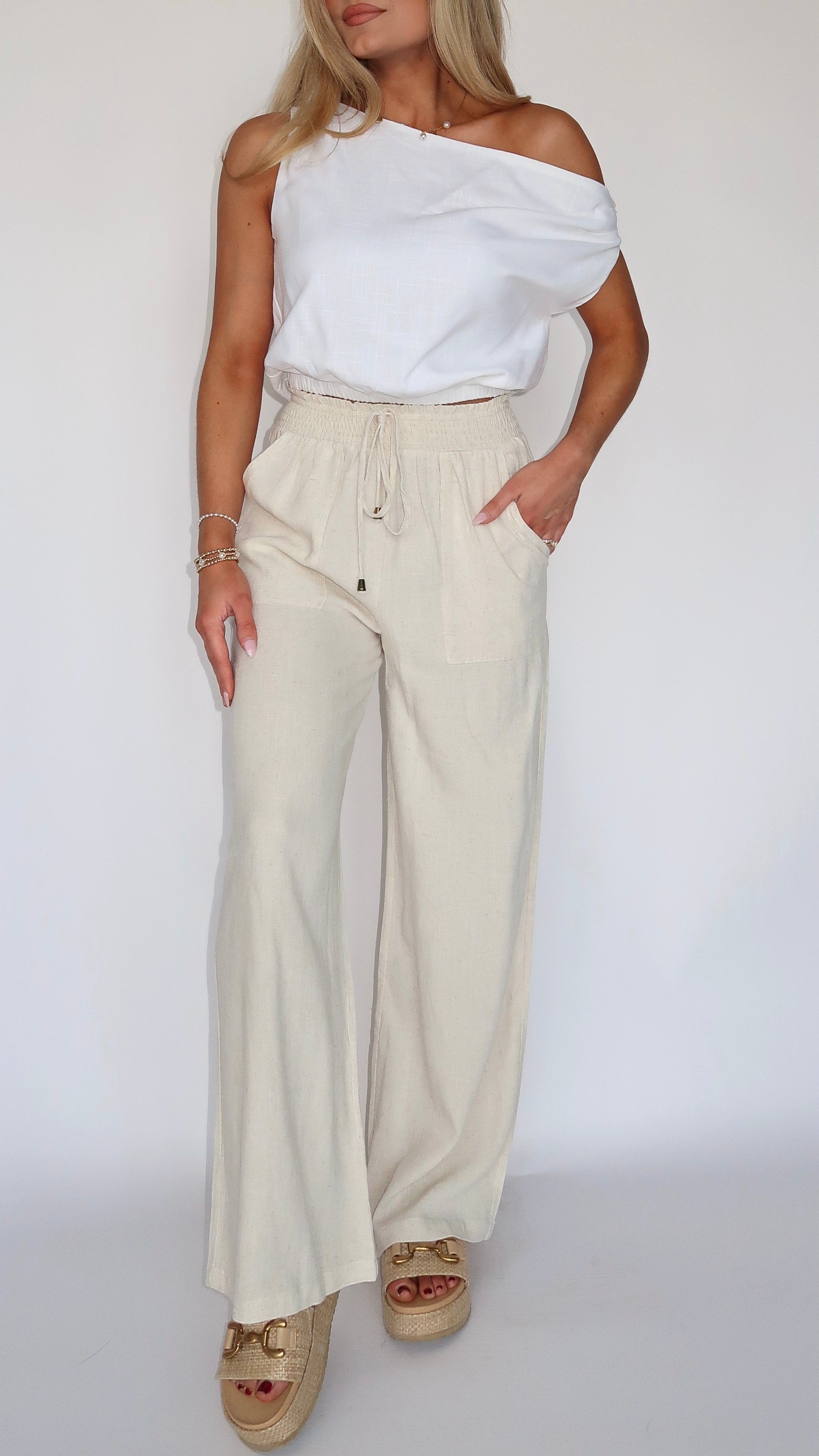 OATMEAL LINEN PANTS