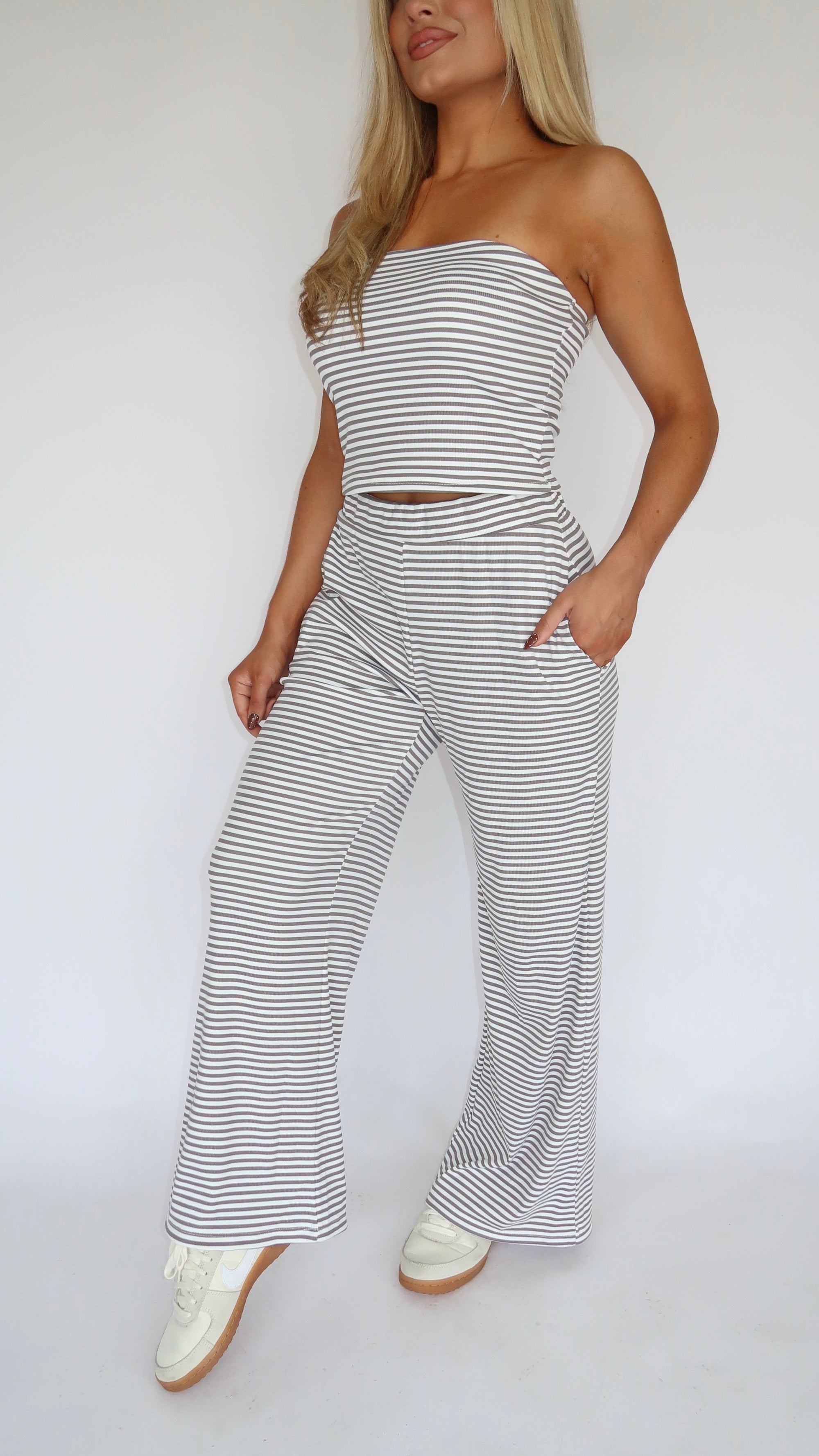 COTTAGE STRIPED LOUNG PANTS GREY