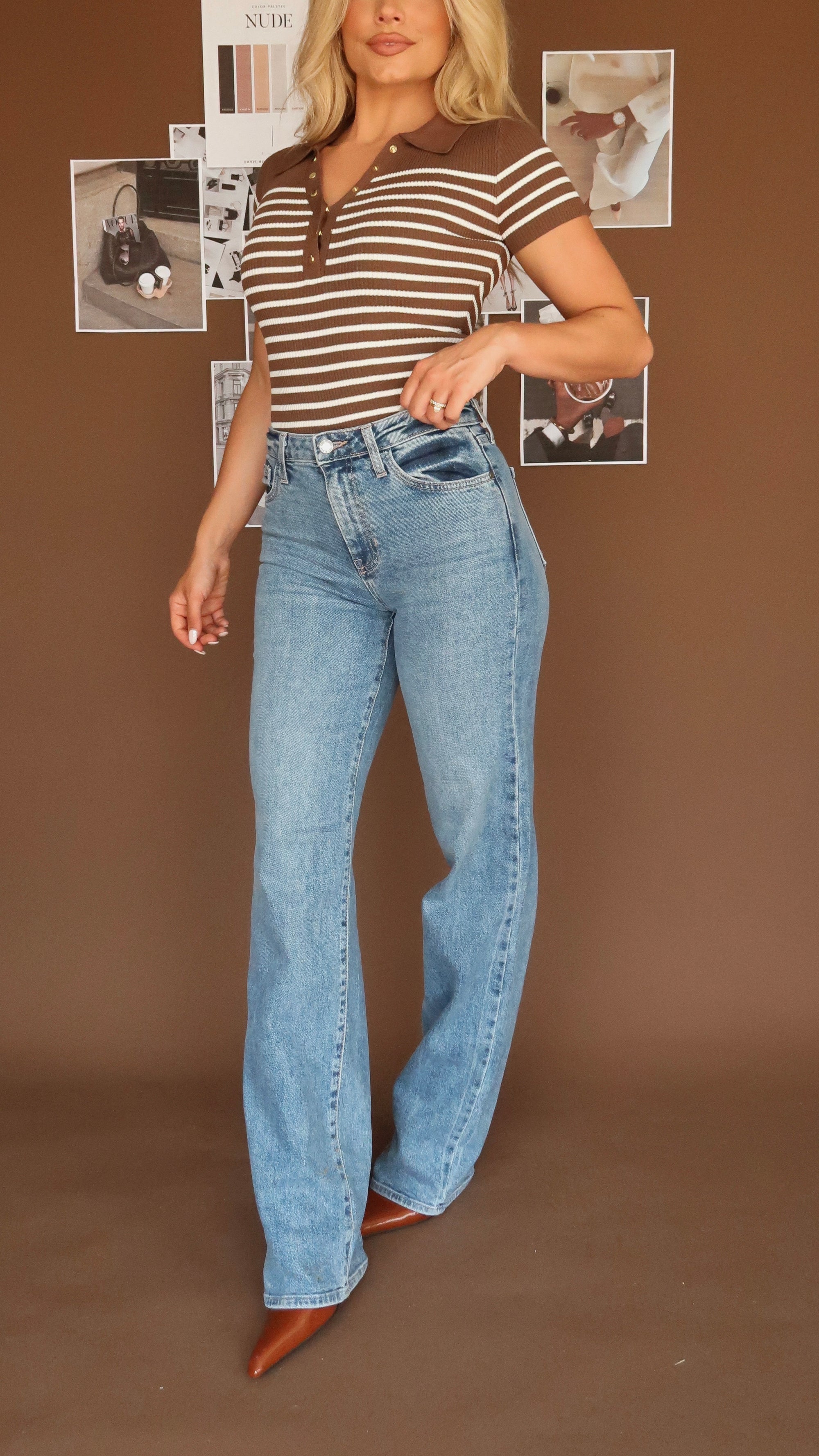 CORE HIGH WAISTED STRAIGHT LEG DENIM MEDIUM WASH