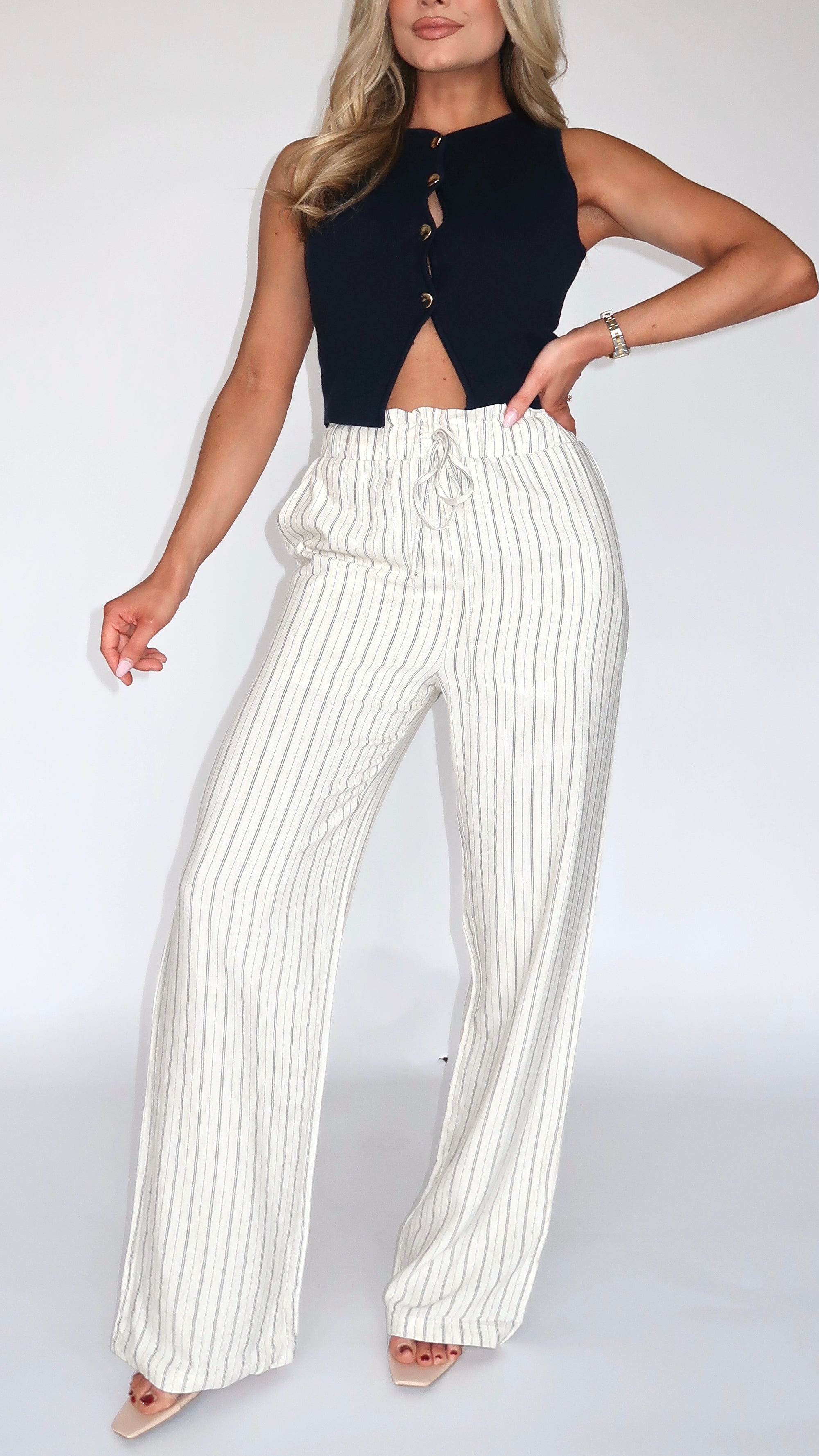 COVE STRIPED LINEN PANTS