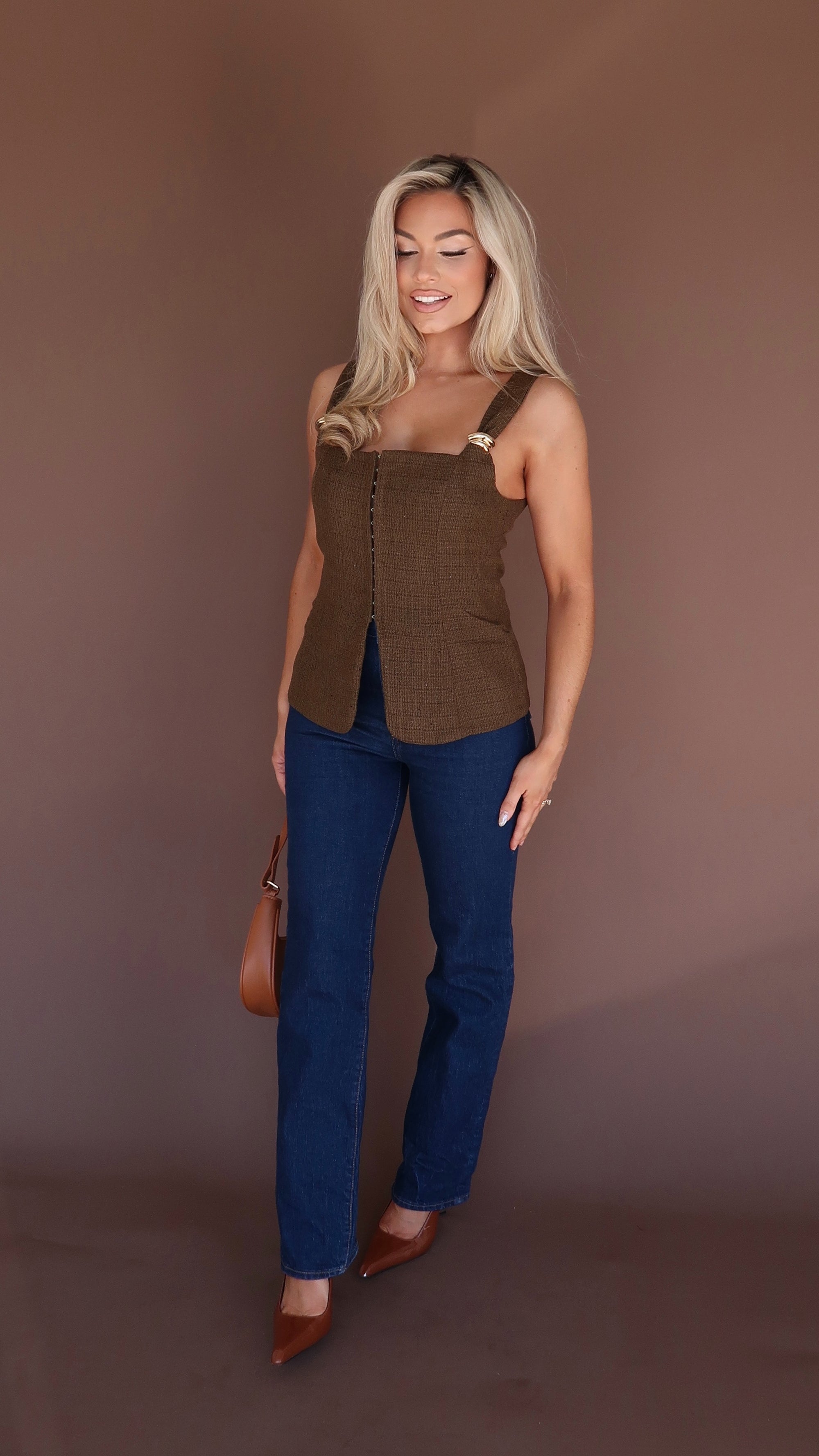 VIENNA TWEED STRUCTURED TOP OLIVE