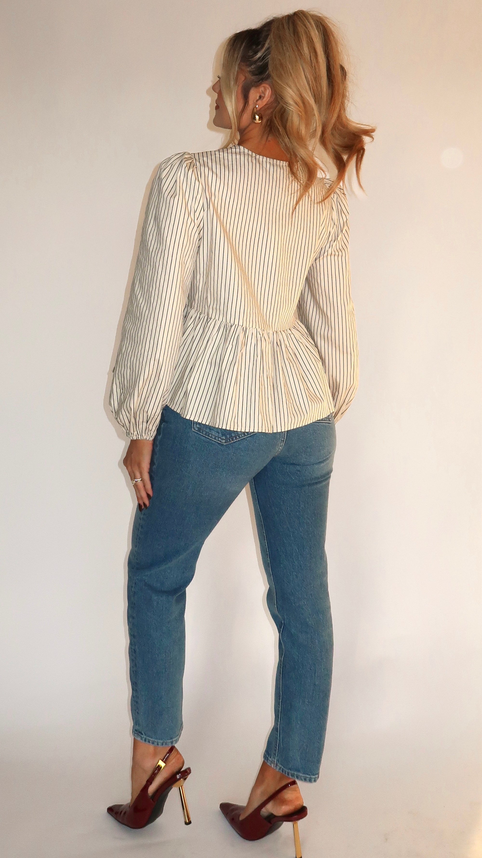 AUGUST STRIPED BOW TIE TOP