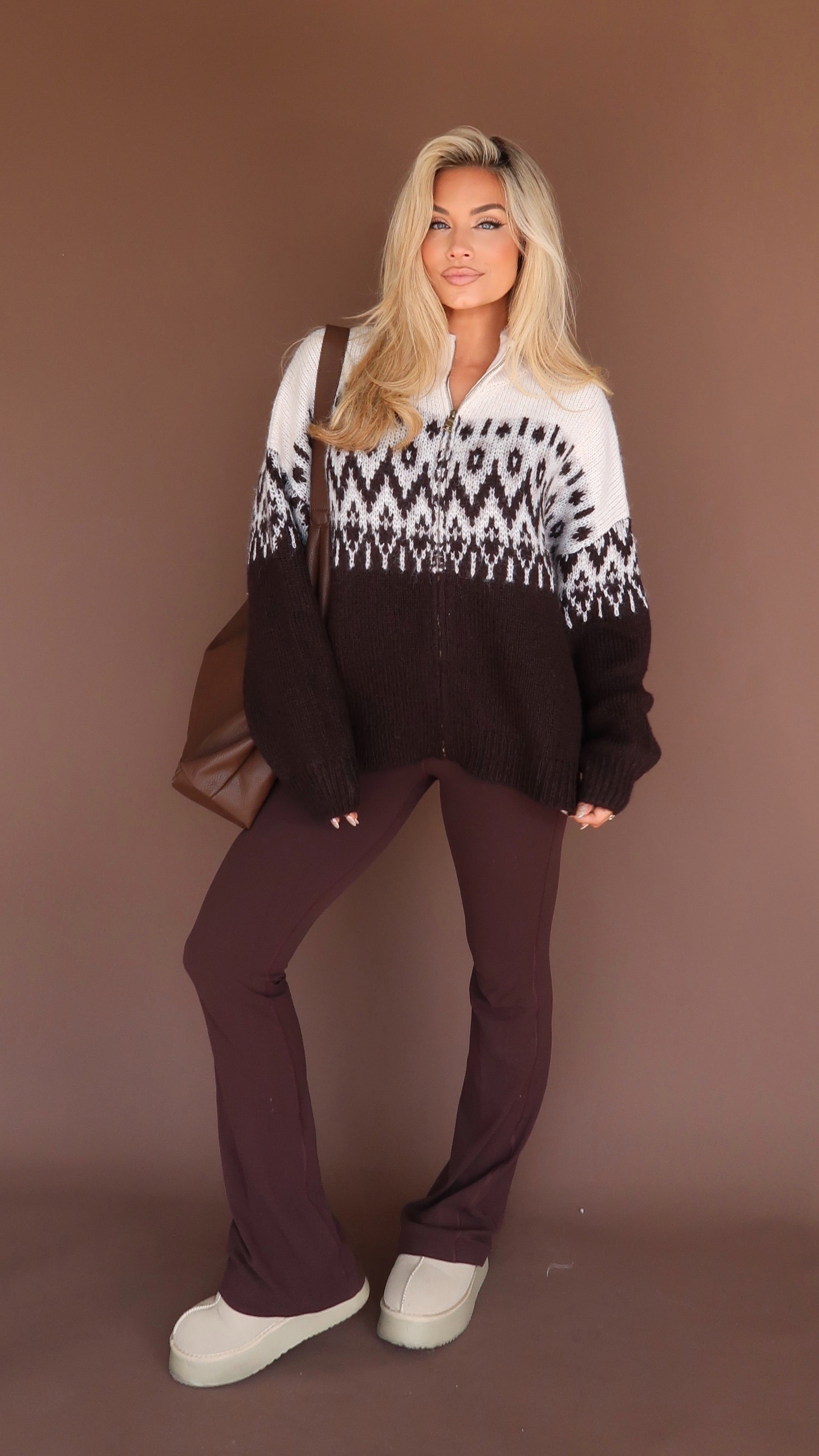 FAIRE ISLE ZIP UP SWEATER