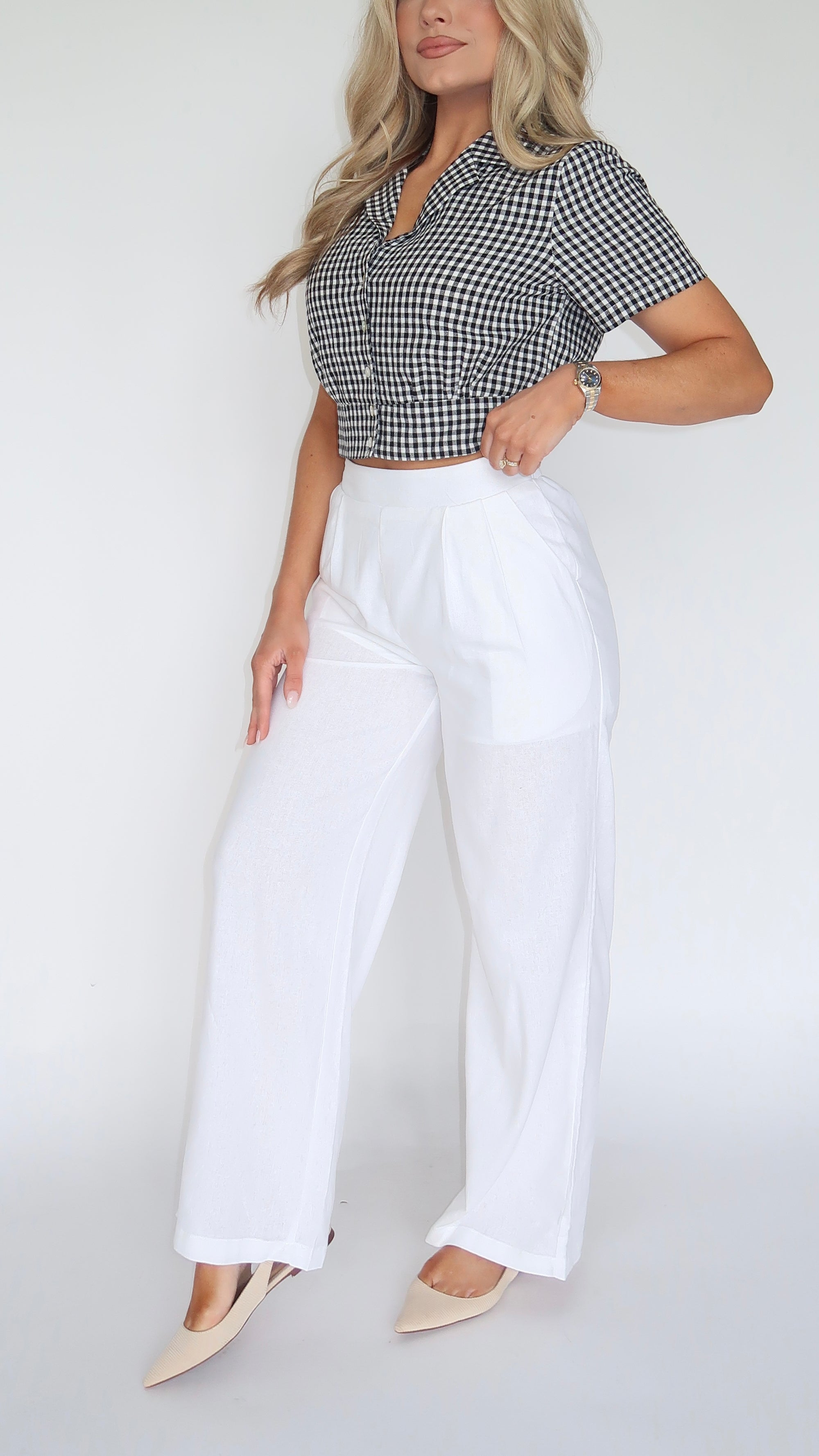 CAPE CODE HIGH WAISTED PLEATED LINEN TROUSER PANTS