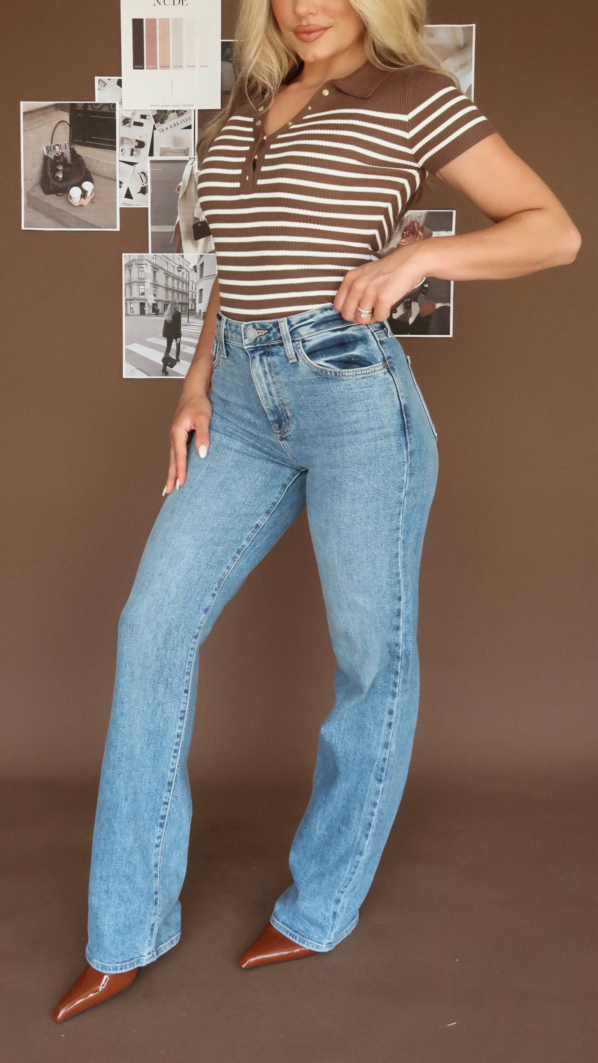 CORE HIGH WAISTED STRAIGHT LEG DENIM MEDIUM WASH
