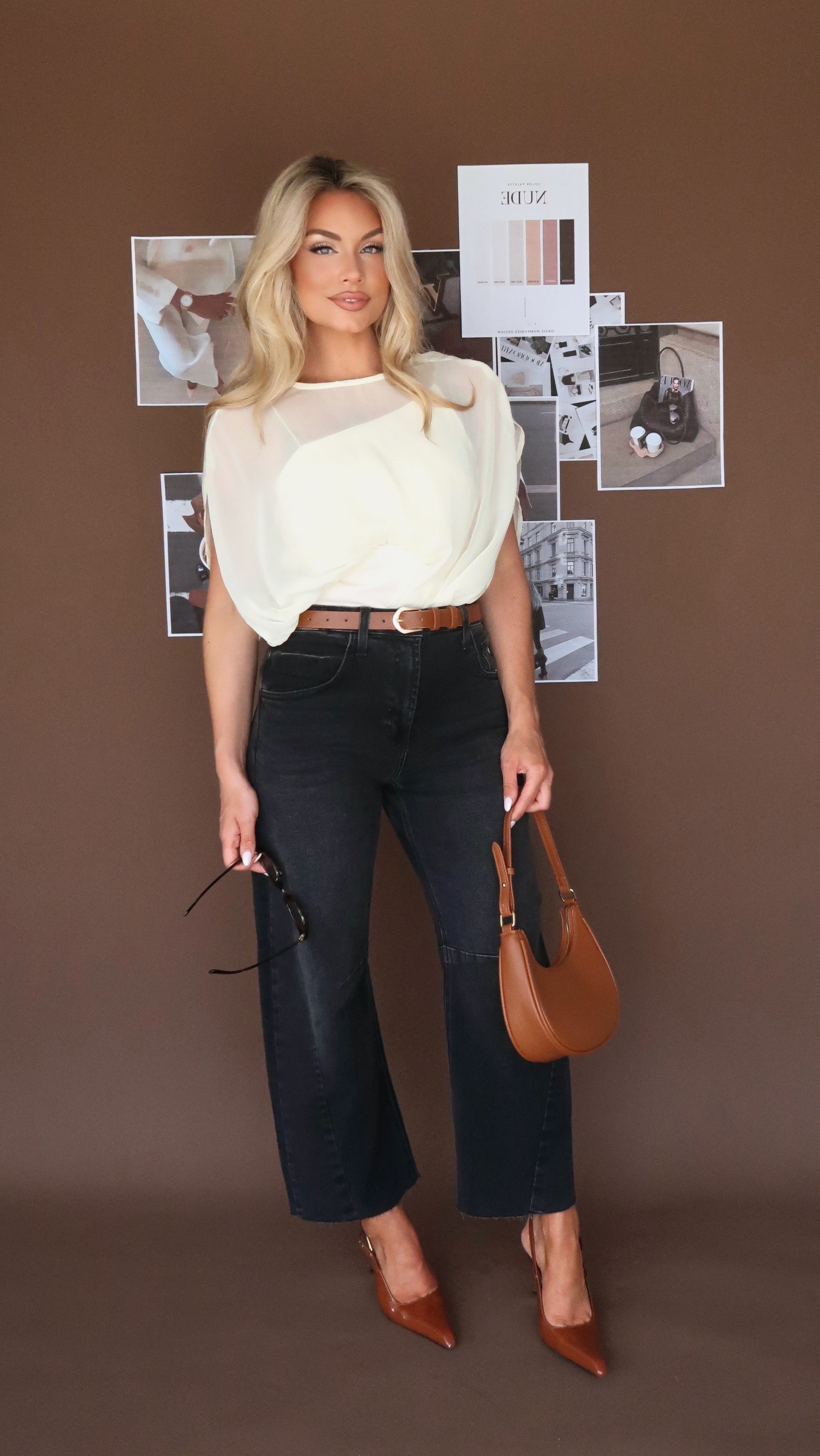 ZOE CHIFFON DOUBLE LAYER BLOUSE LEMON CREAM
