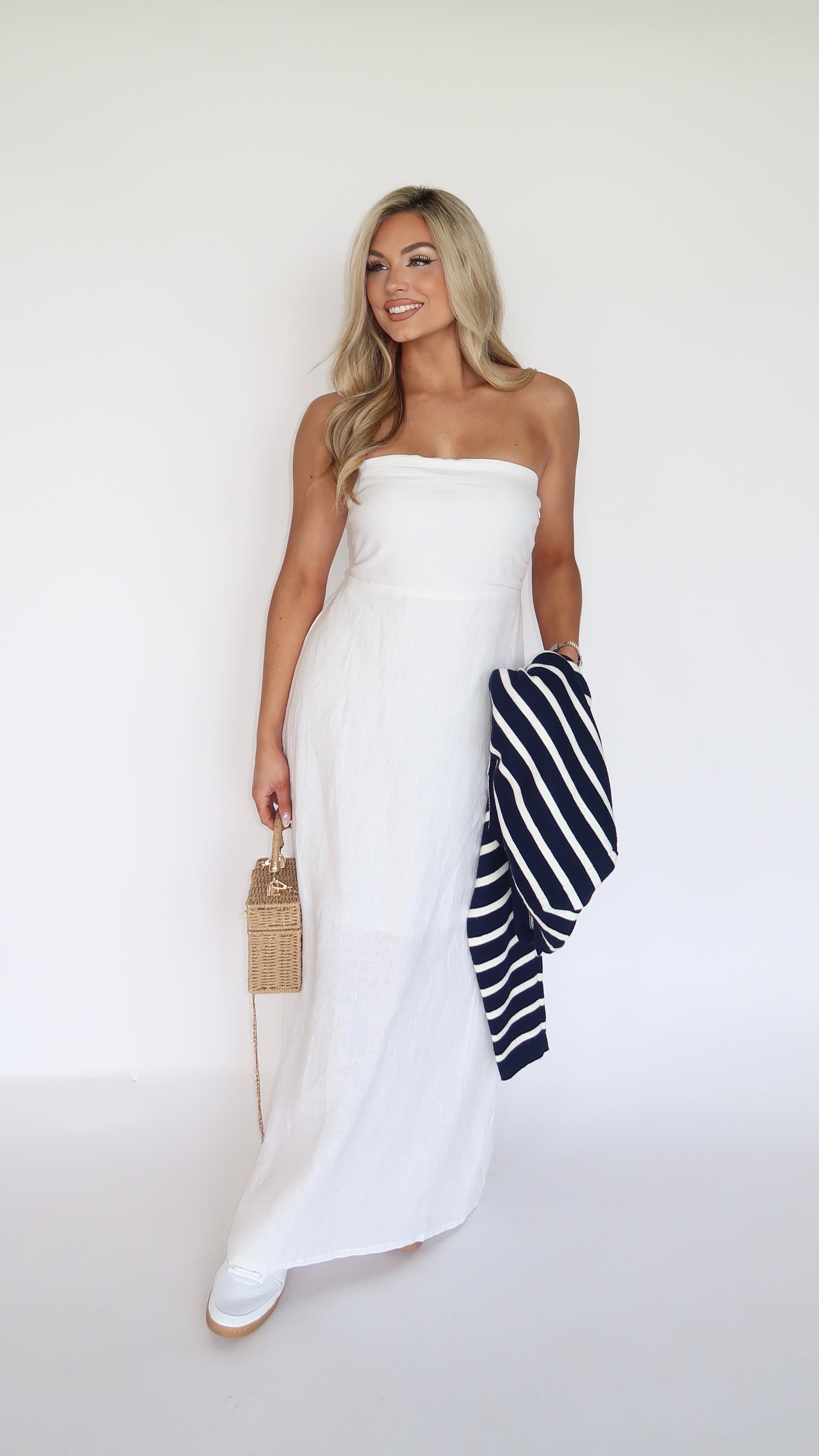 ISLA SANDS LINEN MAXI DRESS WHITE