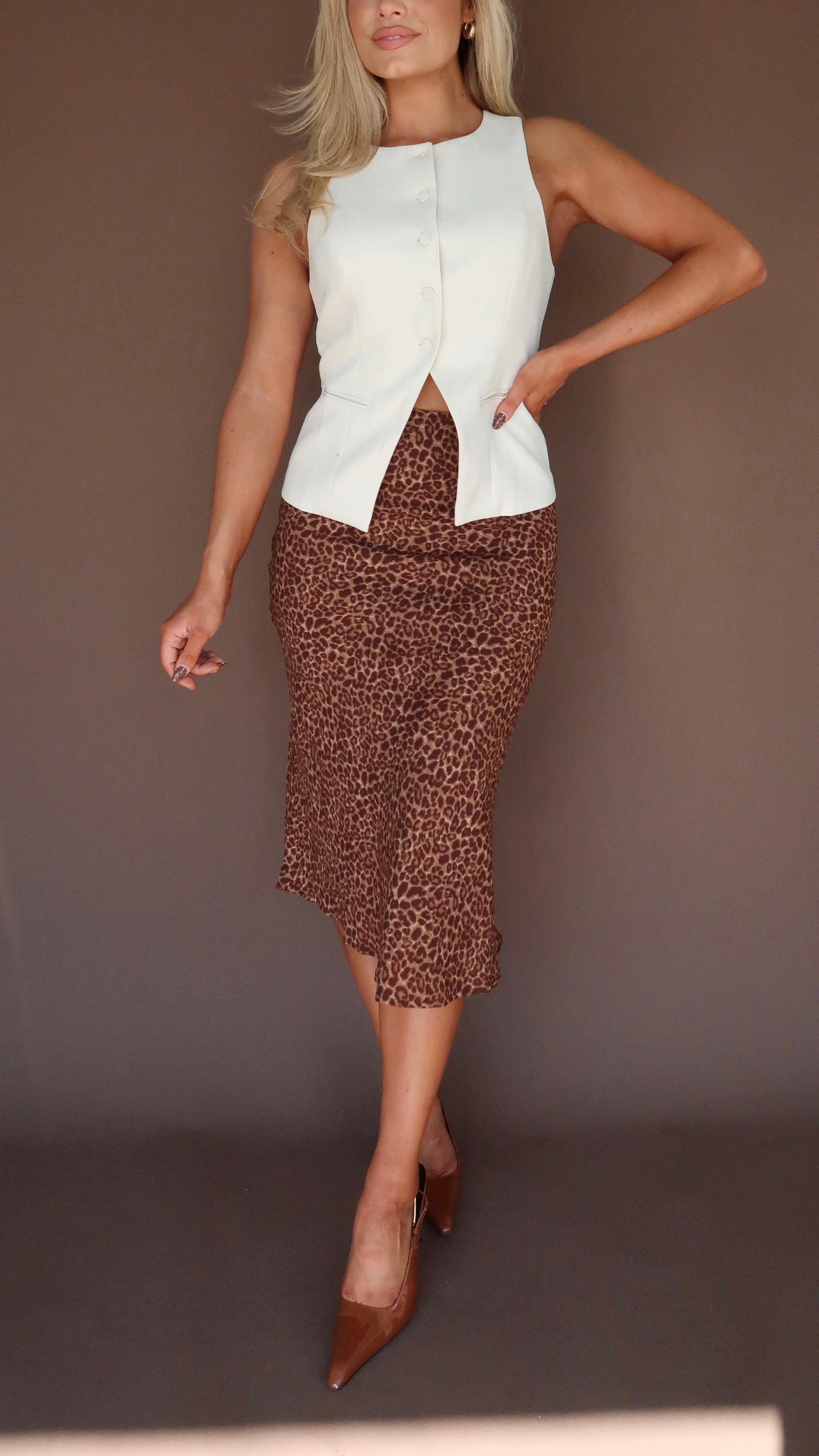 LEO LEOPARD MIDI SKIRT