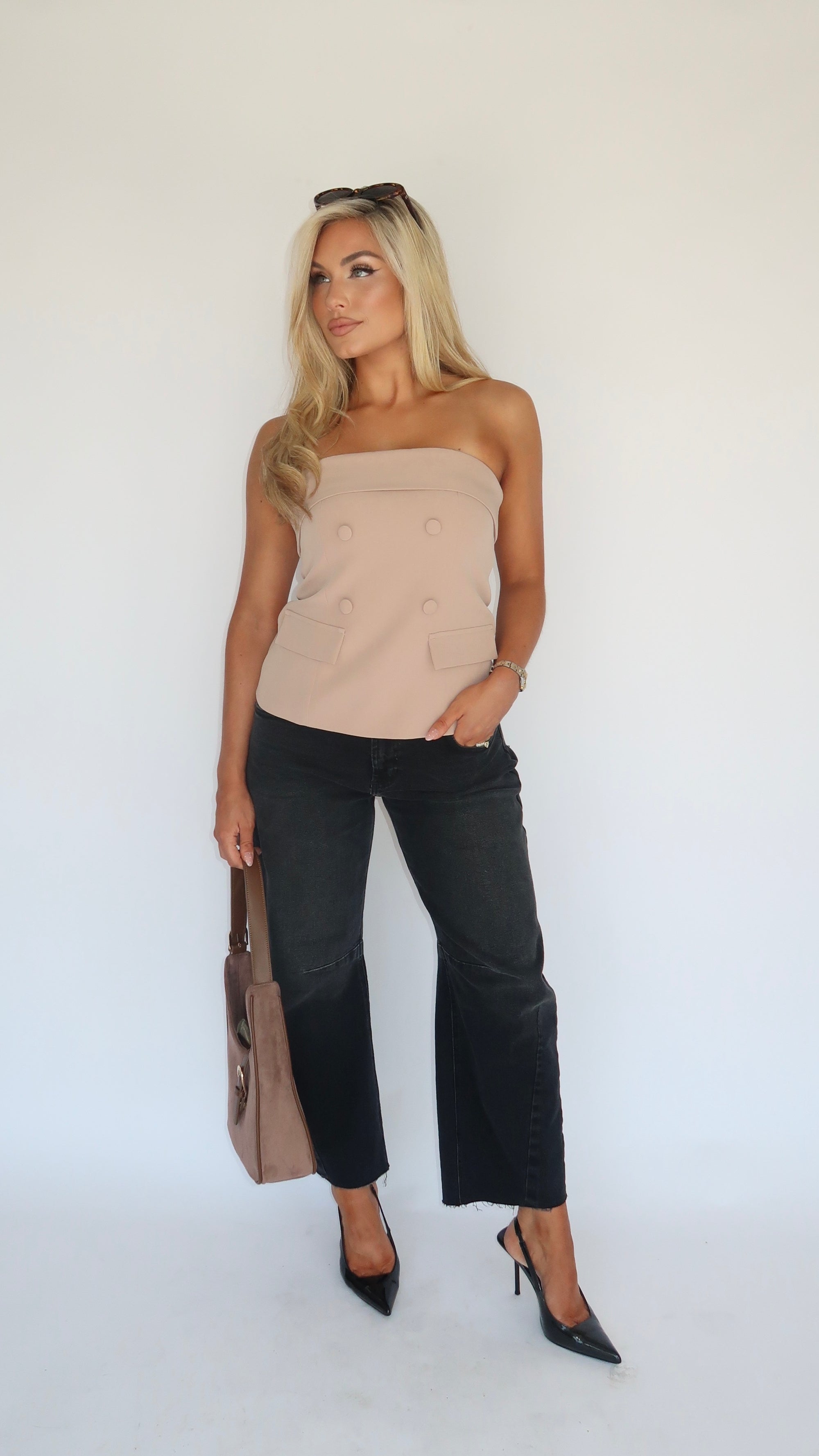 JULIA STRAPLESS TOP MOCHA