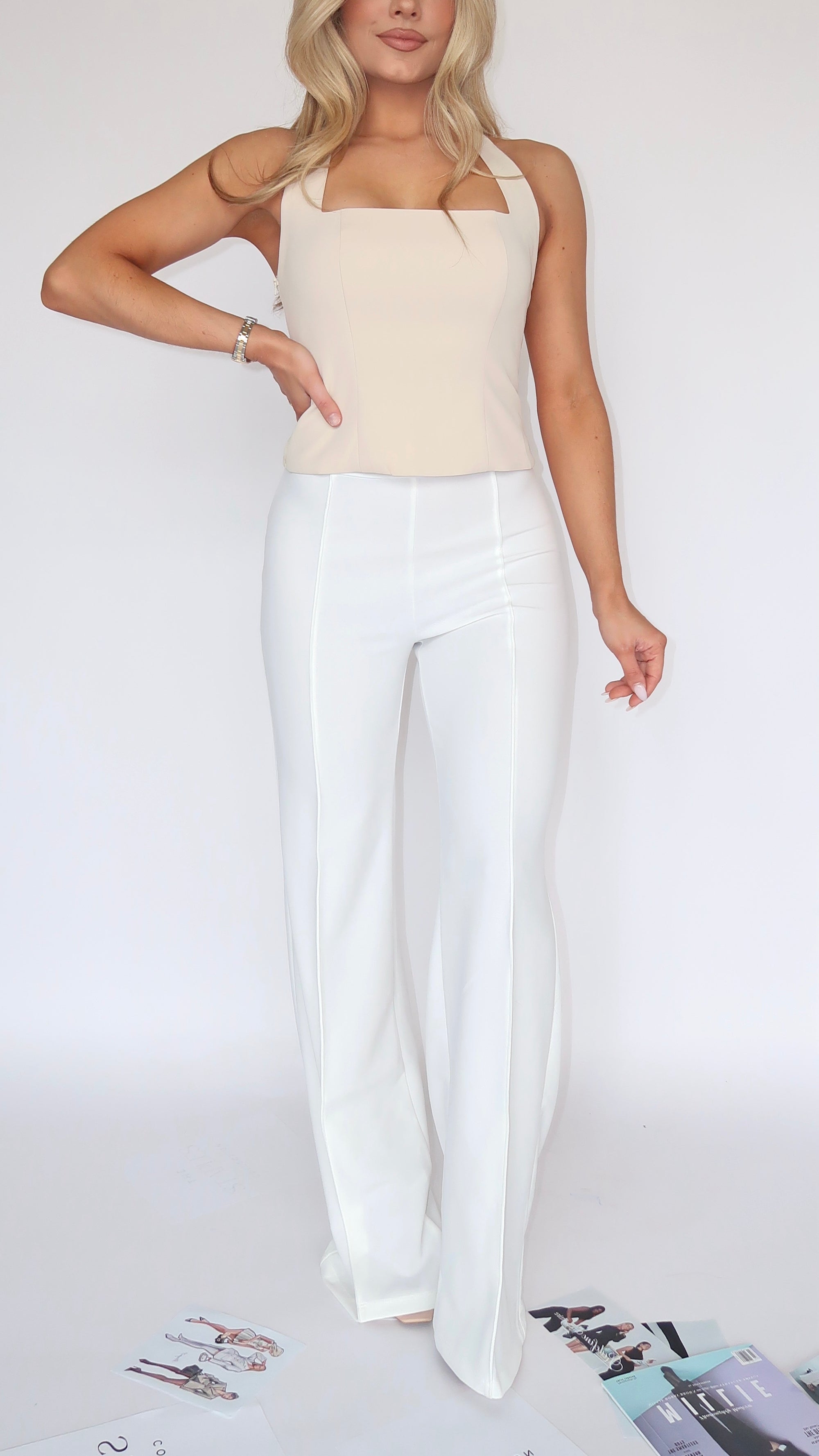 HIGH WAISTED TROUSER PANT WHITE