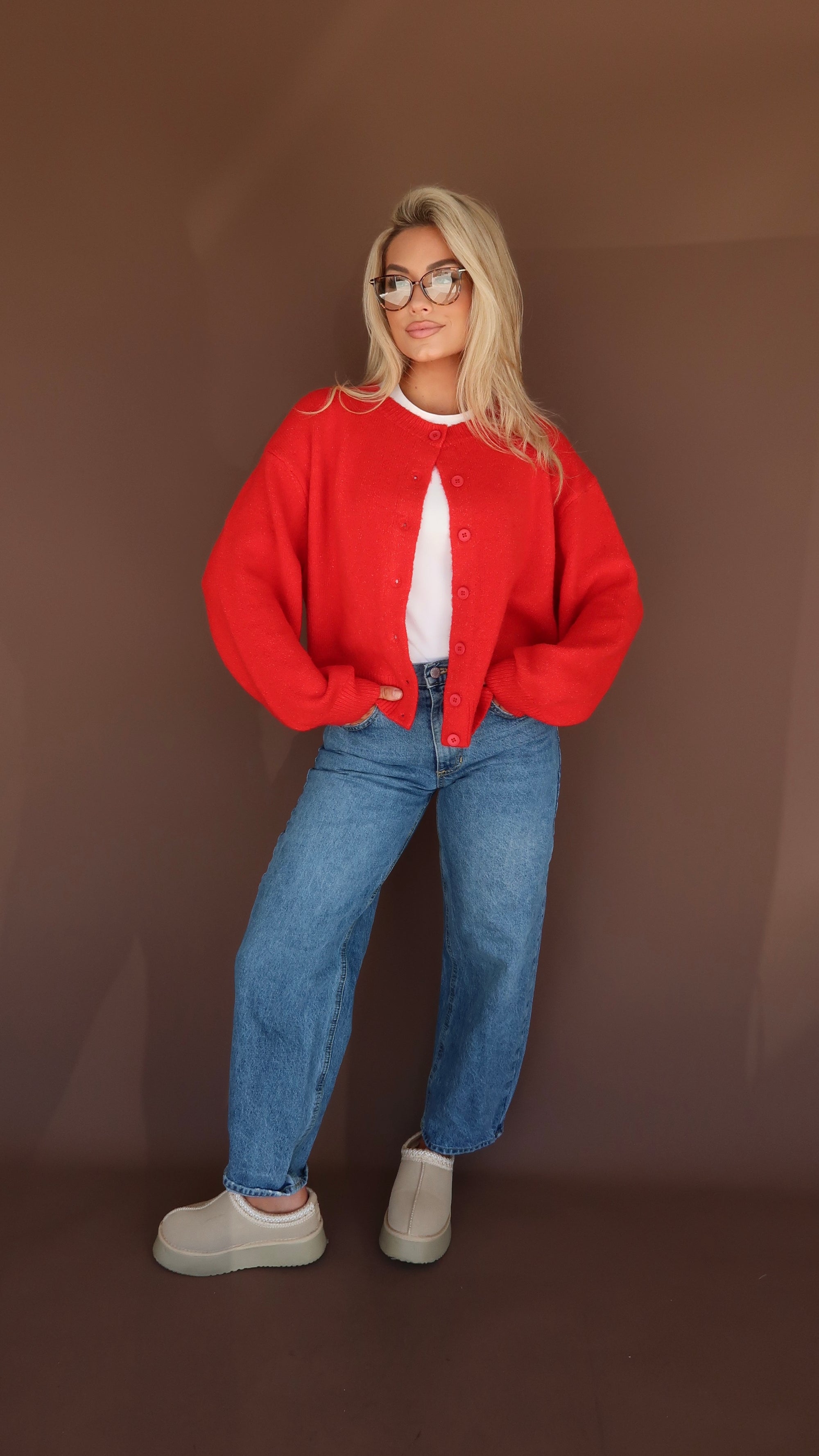 AUTUMN CRISP CARDIGAN RED