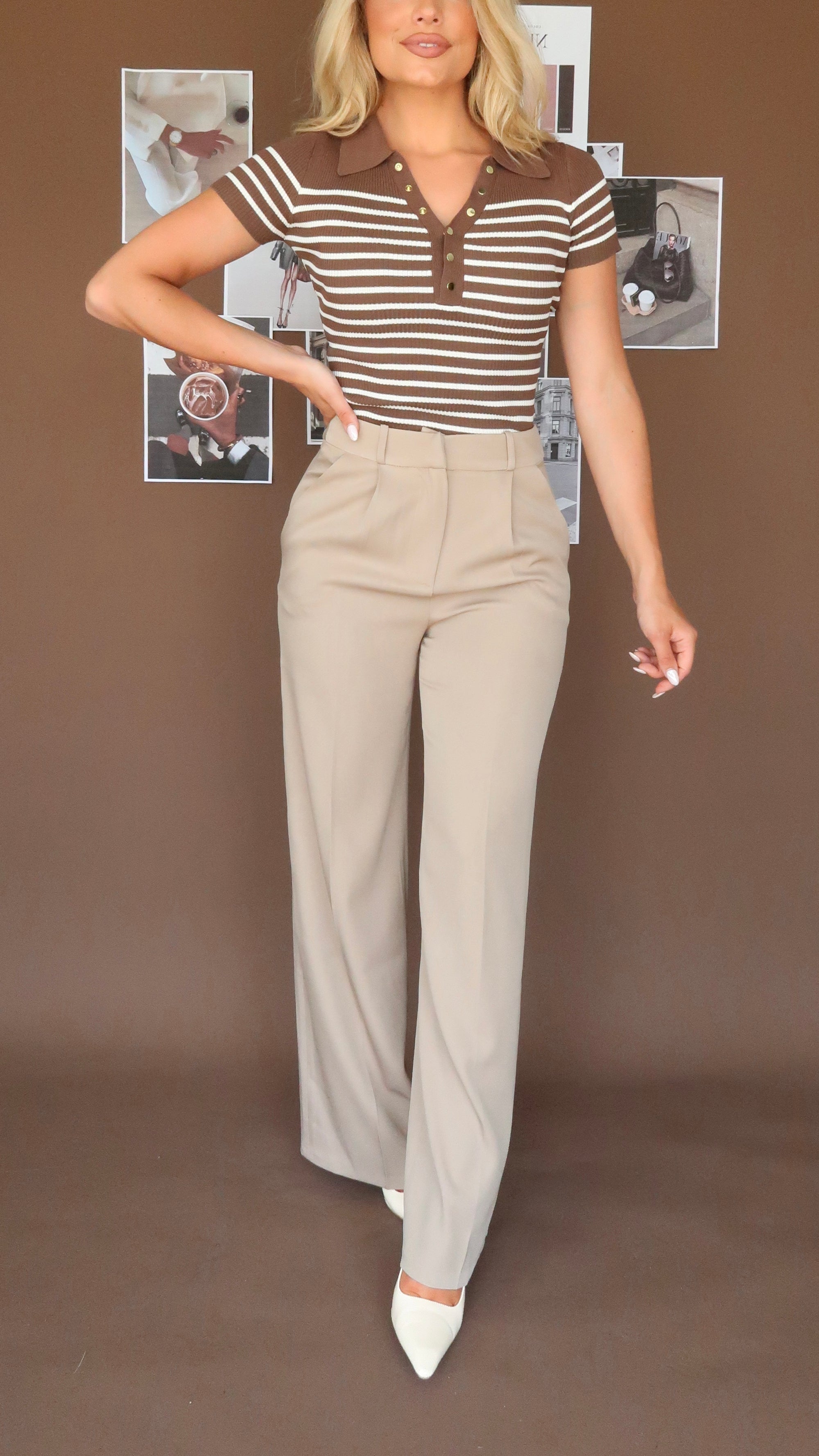 CAPPUCCINO HIGH WAISTED STRAIGHT LEG TROUSER PANT