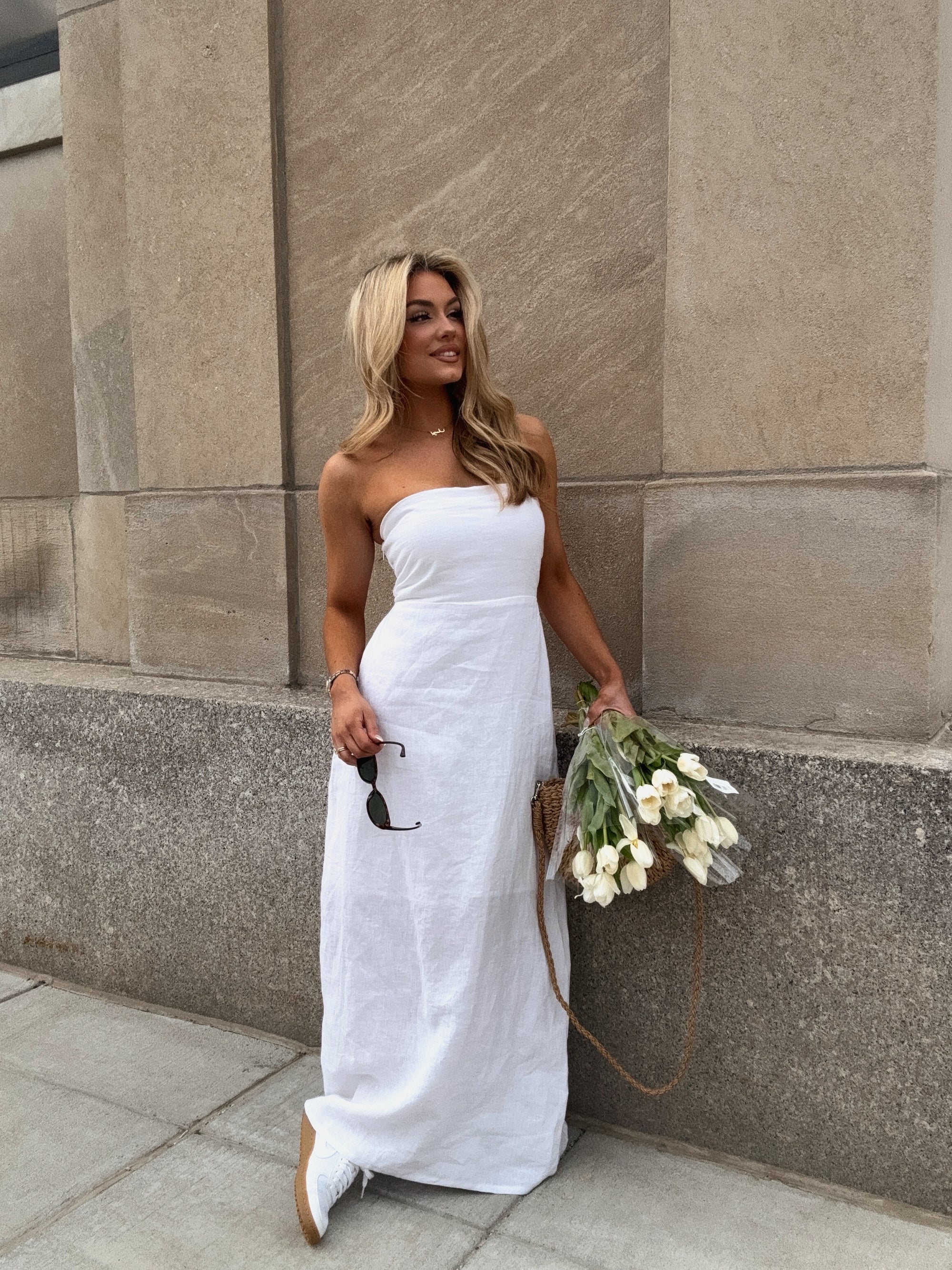 ISLA SANDS LINEN MAXI DRESS WHITE