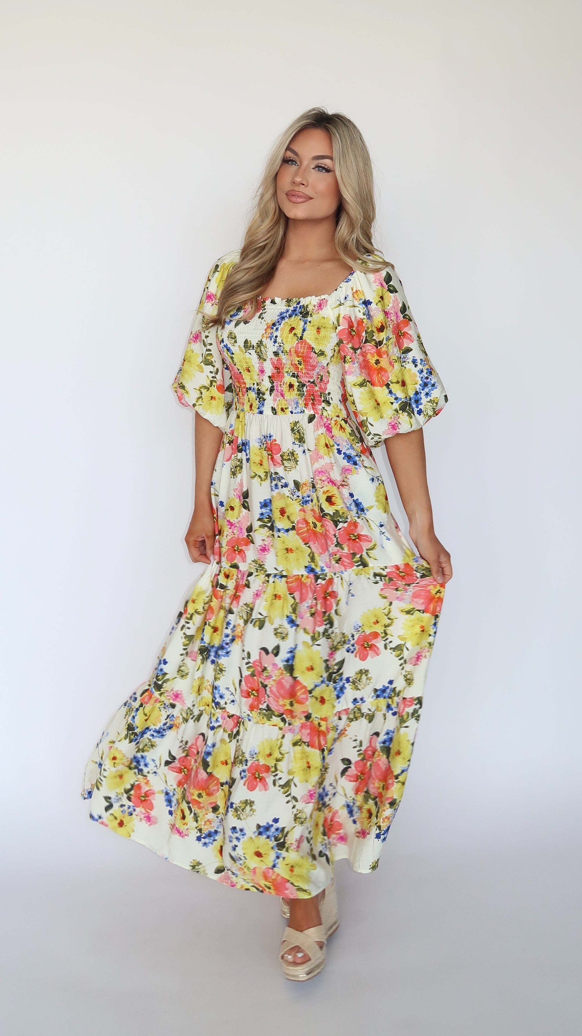 MAGNOLIA FLORAL MAXI DRESS