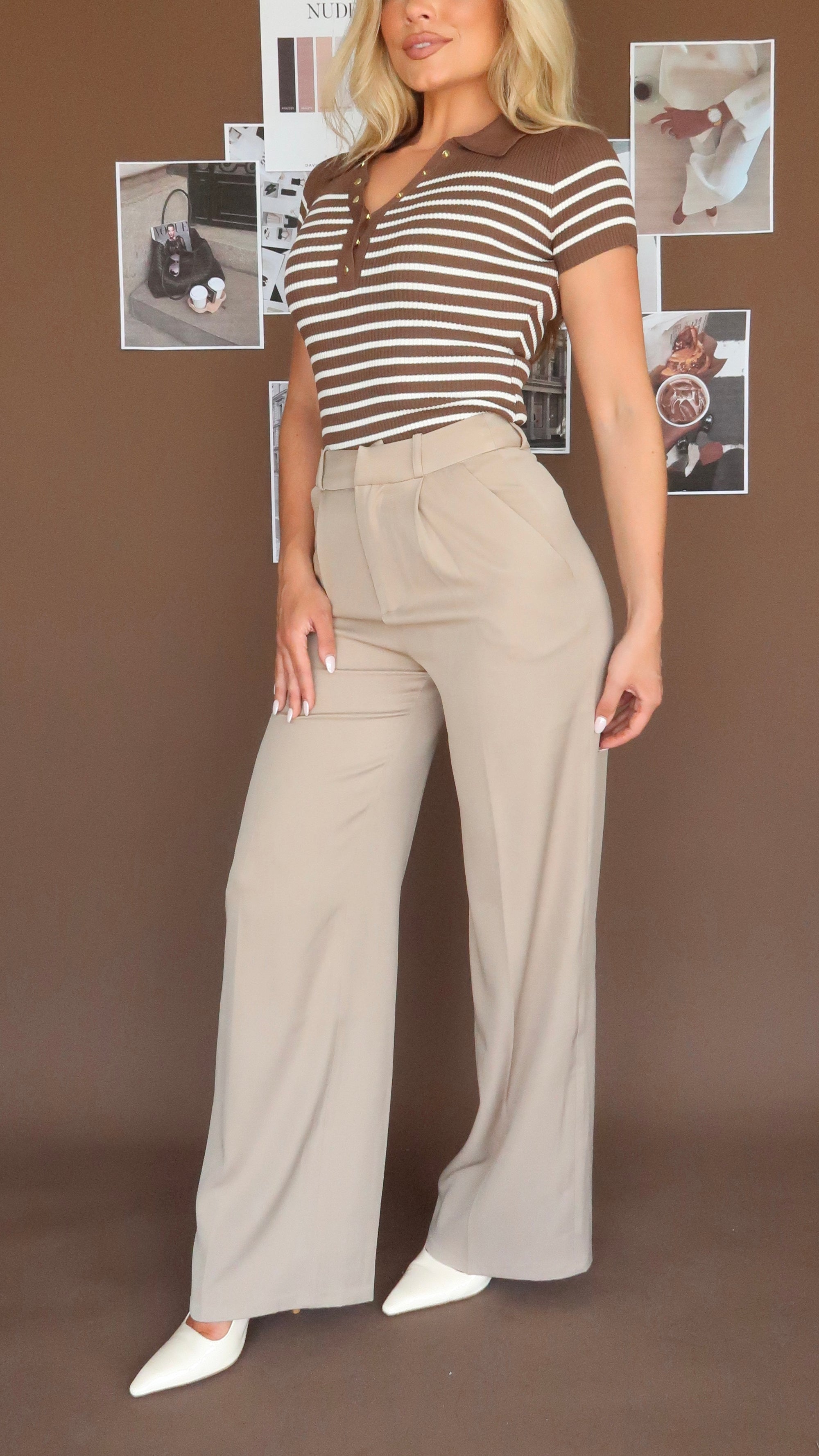CAPPUCCINO HIGH WAISTED STRAIGHT LEG TROUSER PANT