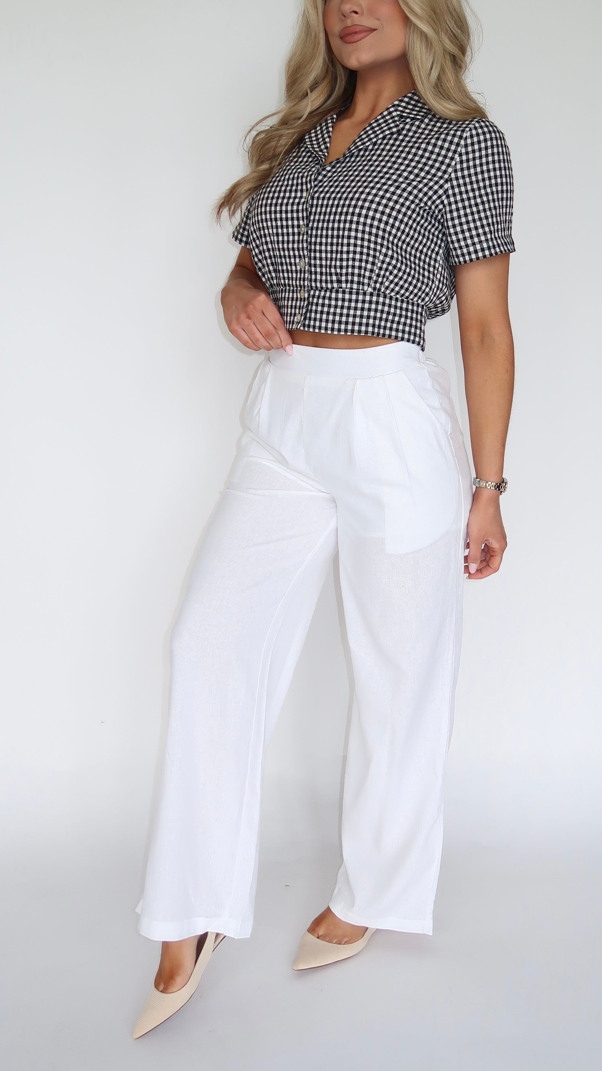 CAPE CODE HIGH WAISTED PLEATED LINEN TROUSER PANTS