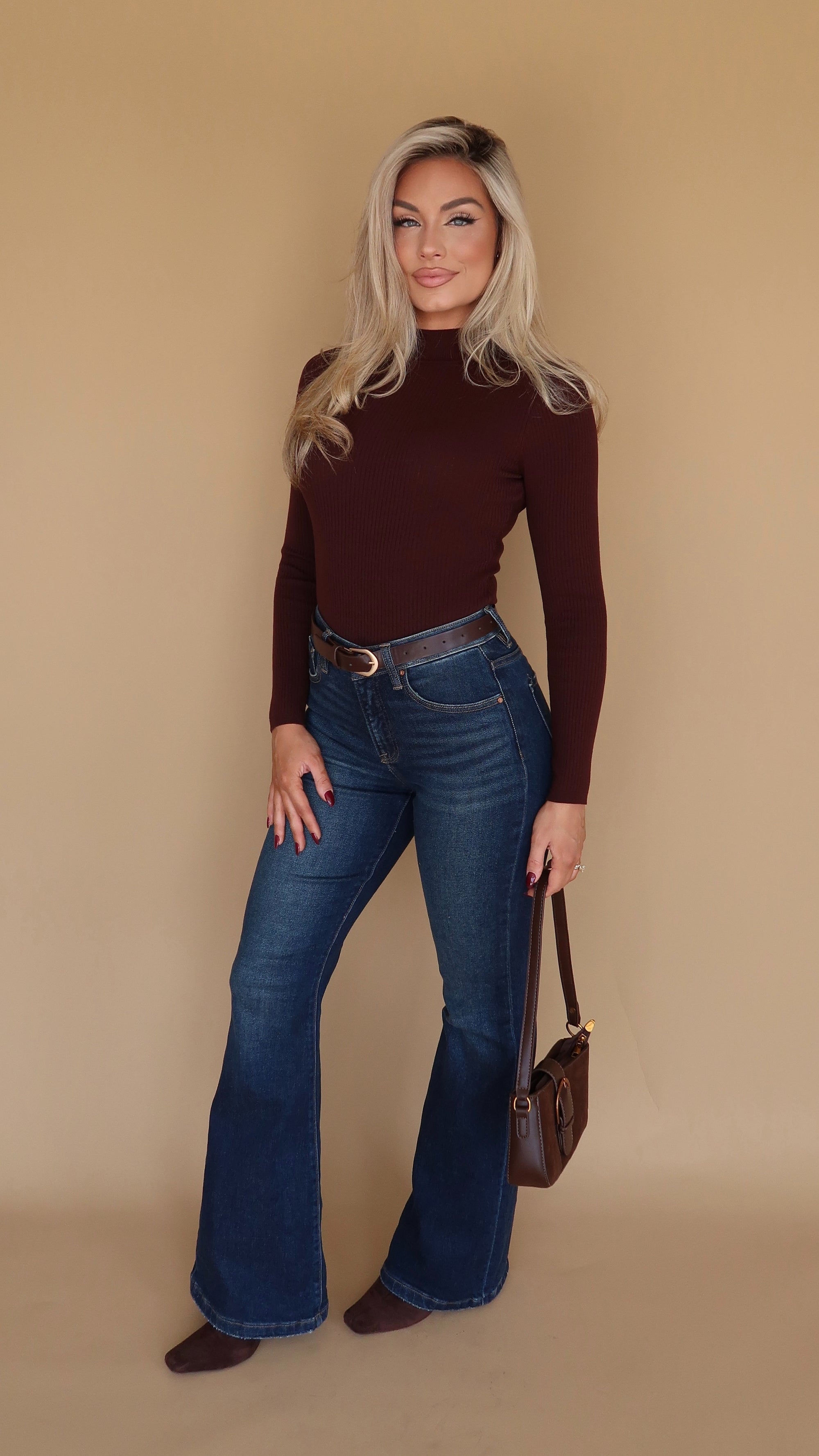 STAPLE BROWN RIBBED BODYSUIT