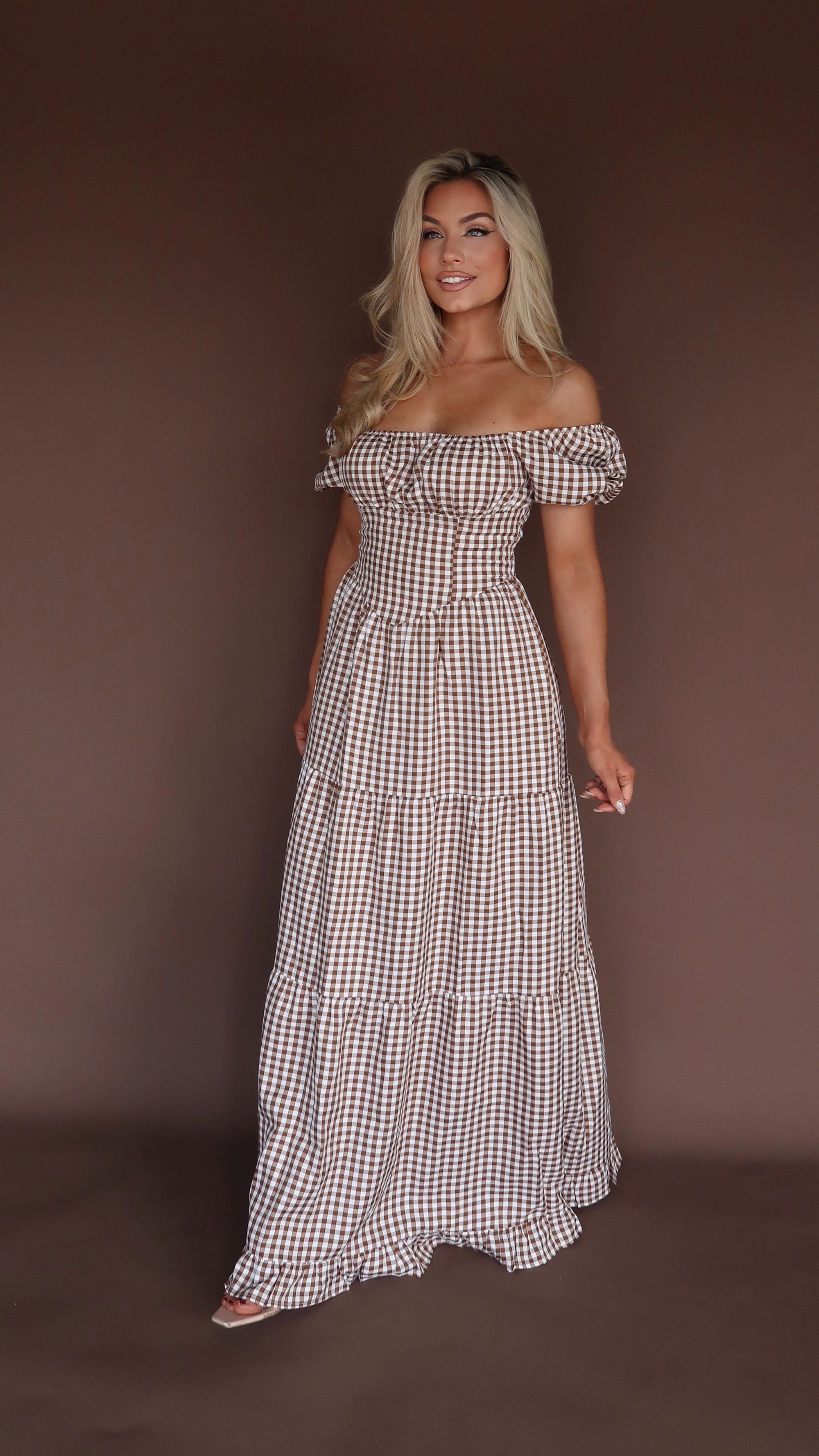 AUTUMN PICNIC GINGHAM MAXI DRESS
