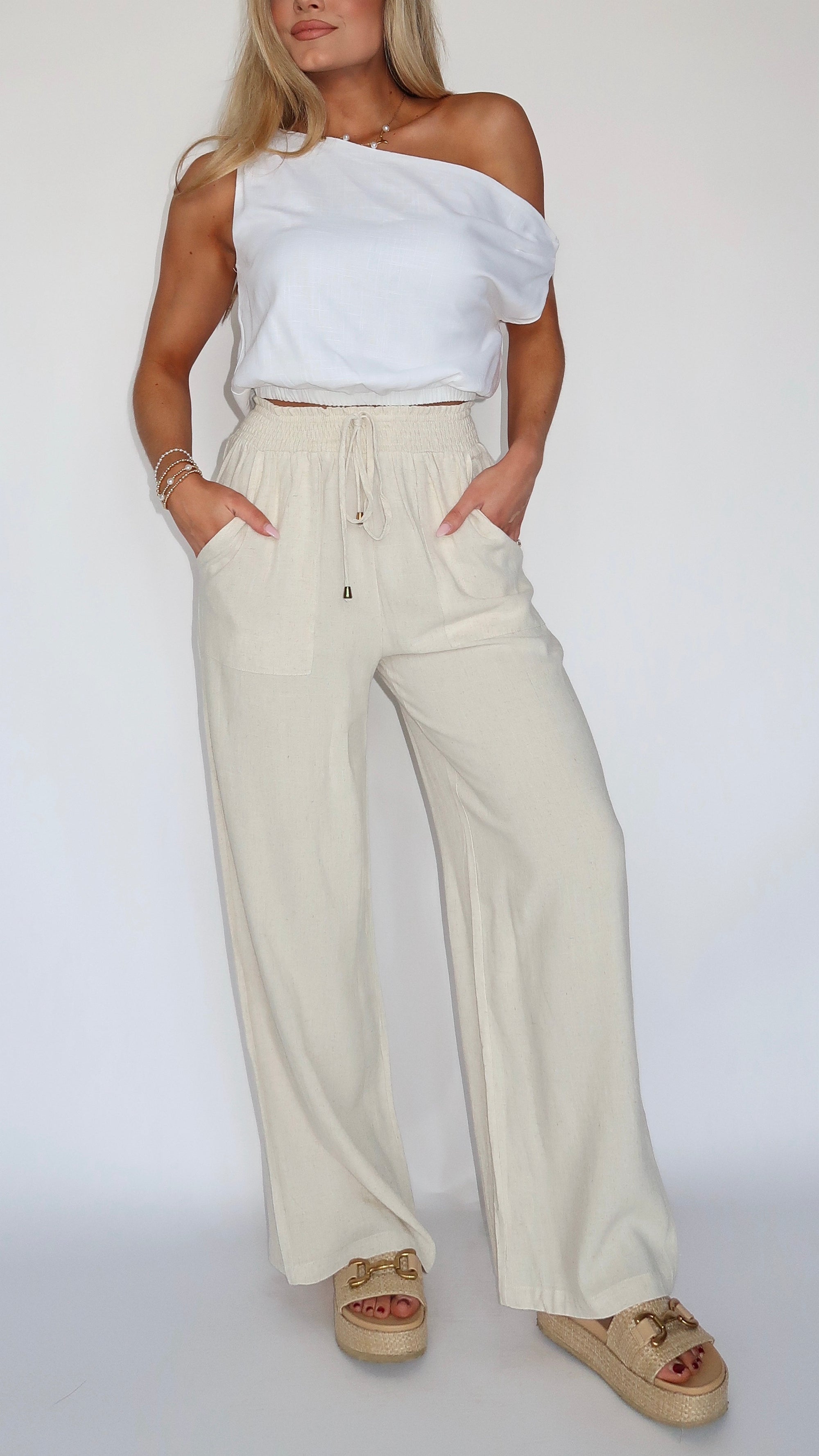 OATMEAL LINEN PANTS