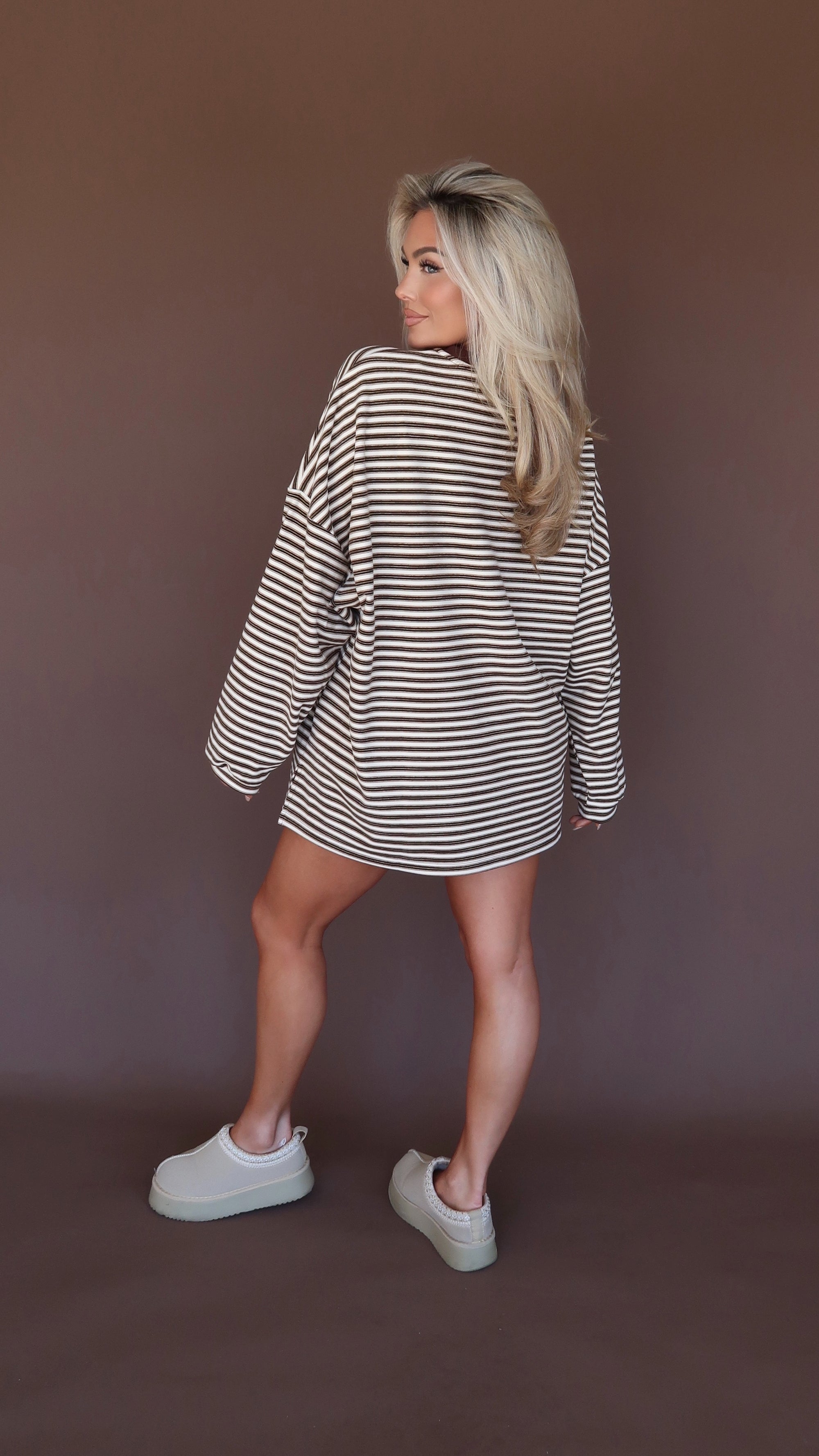 CINNAMON STRIPED LOUNGE TOP