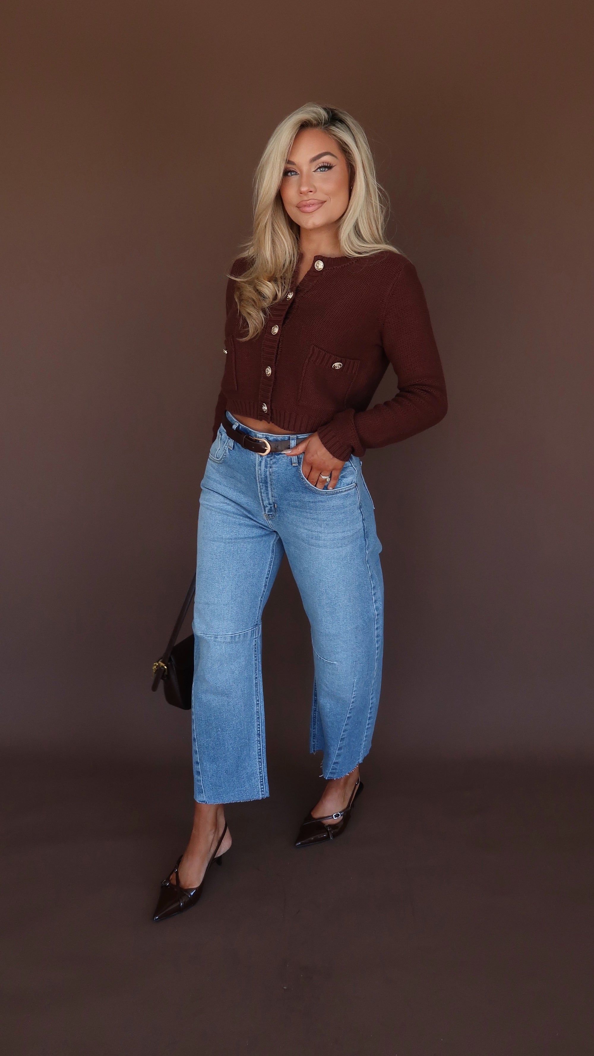 OAKLYN KNIT CARDIGAN BROWN