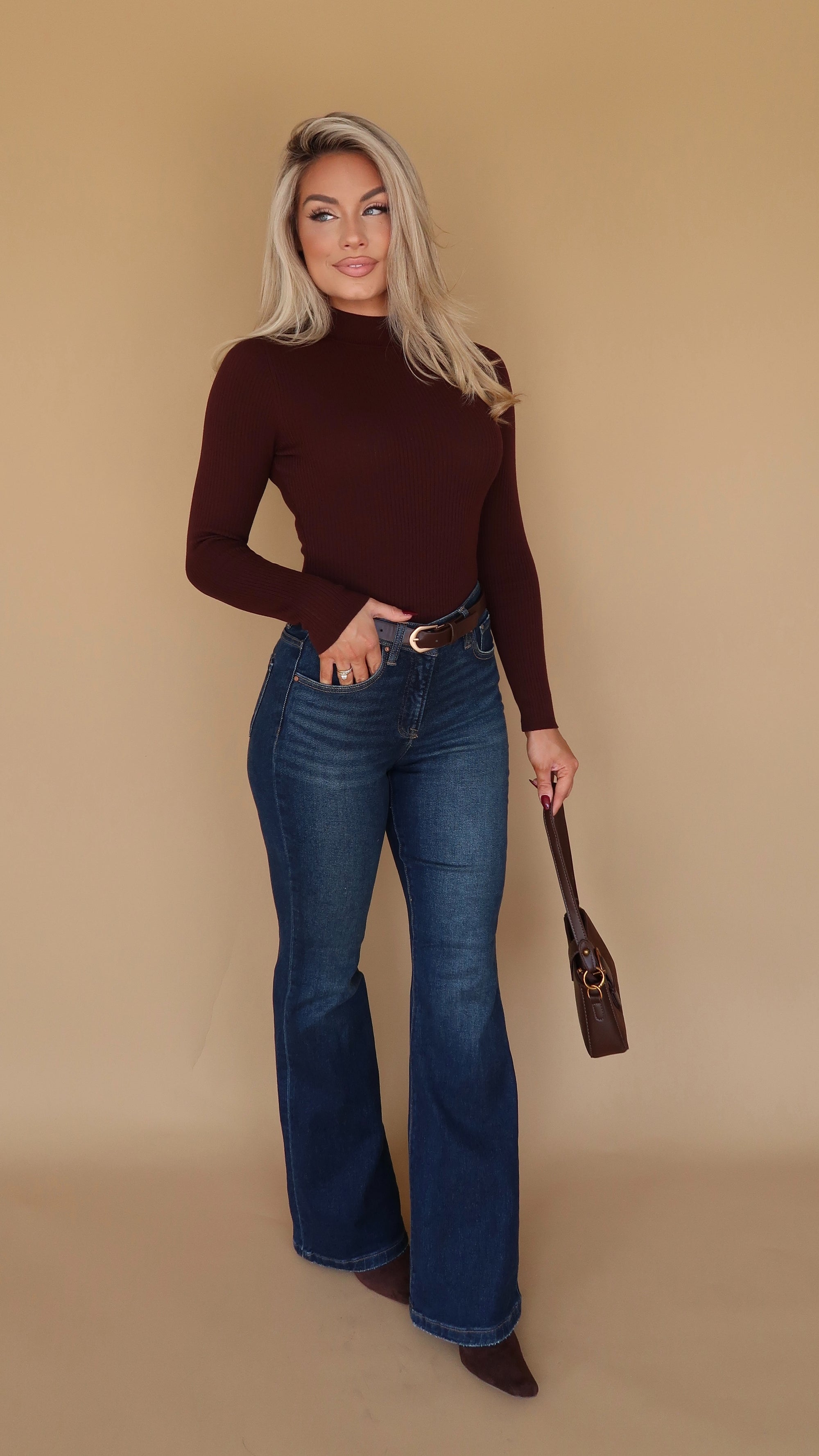 STAPLE BROWN RIBBED BODYSUIT