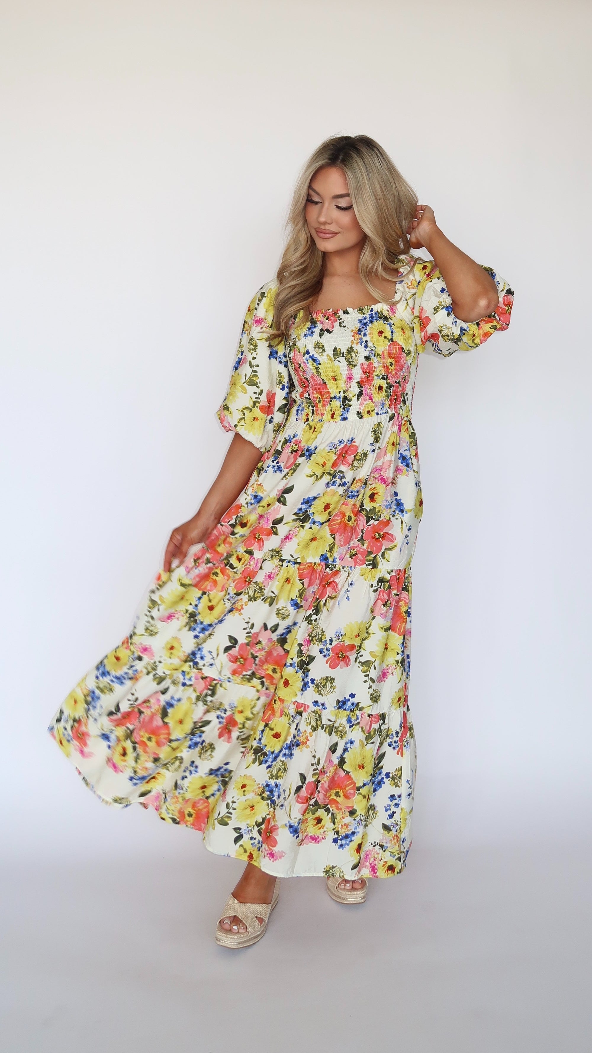MAGNOLIA FLORAL MAXI DRESS