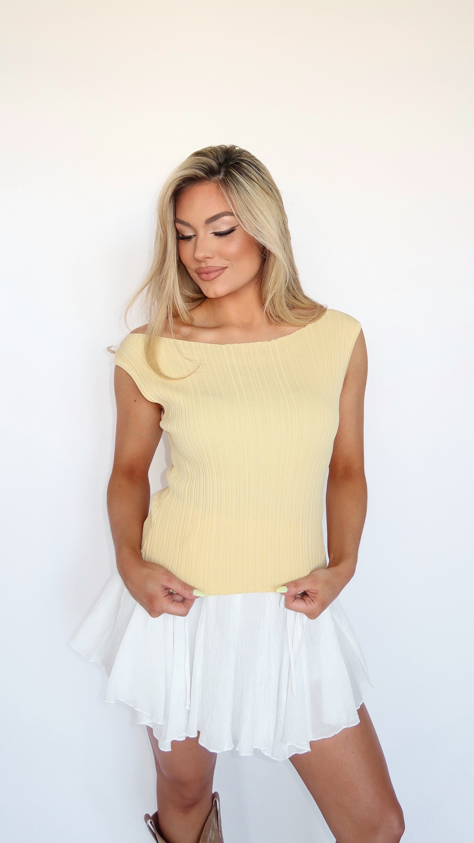 CHARLIE RIBBED TOP YELLOW