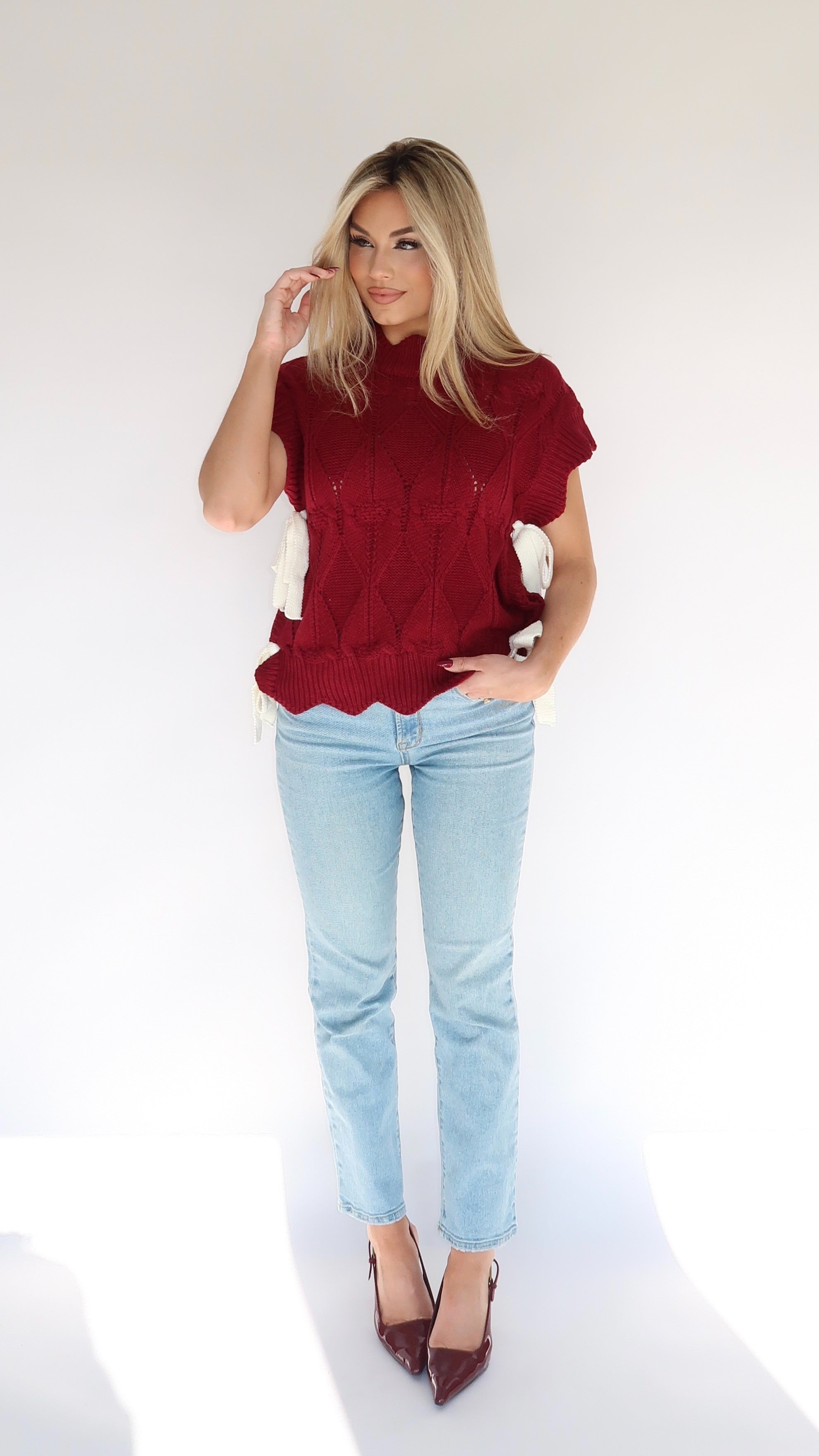 CRANBERRY BLISS BOW SWEATER VEST