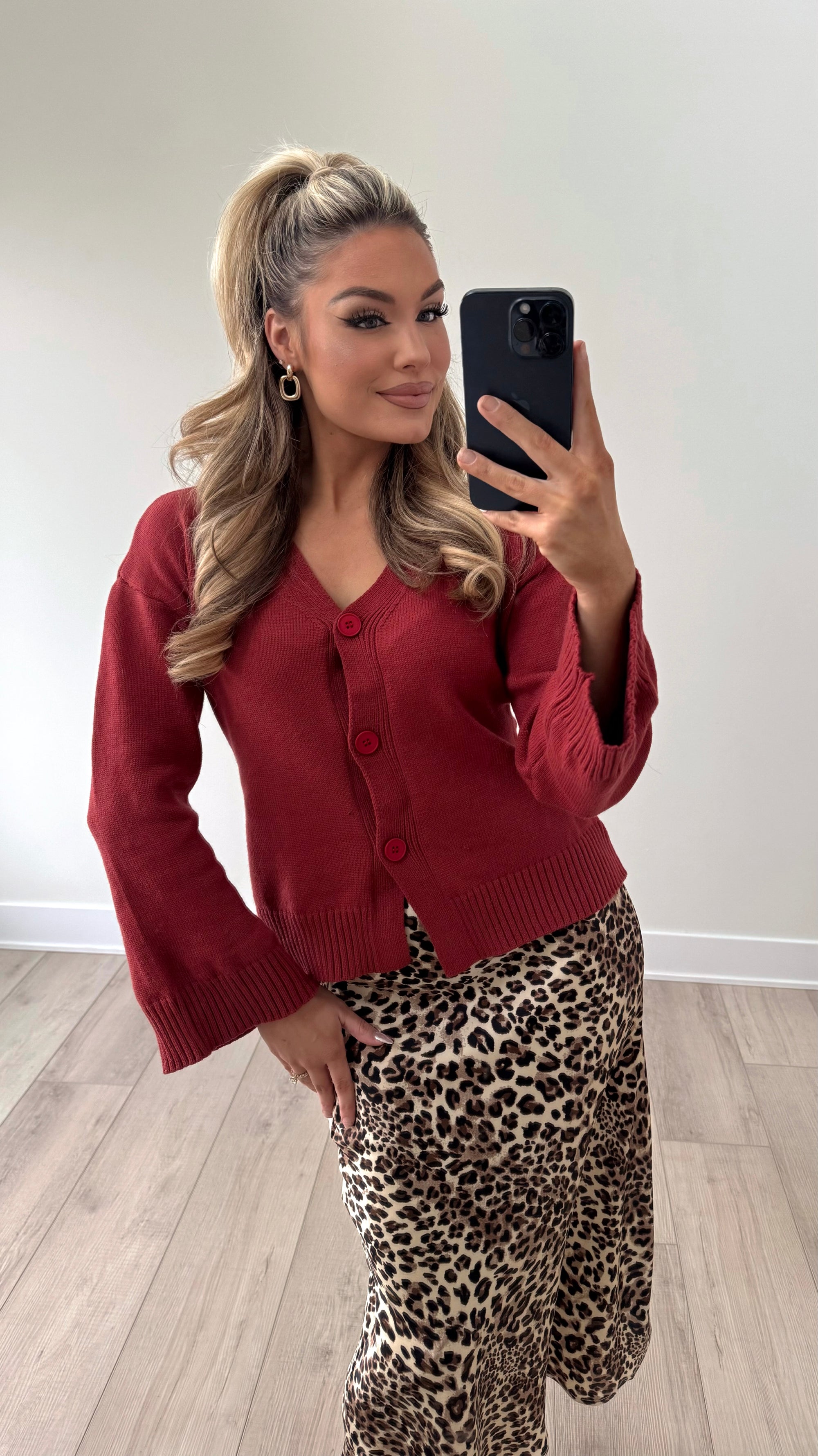 CANDICE CINCH WAIST RUST SWEATER TOP