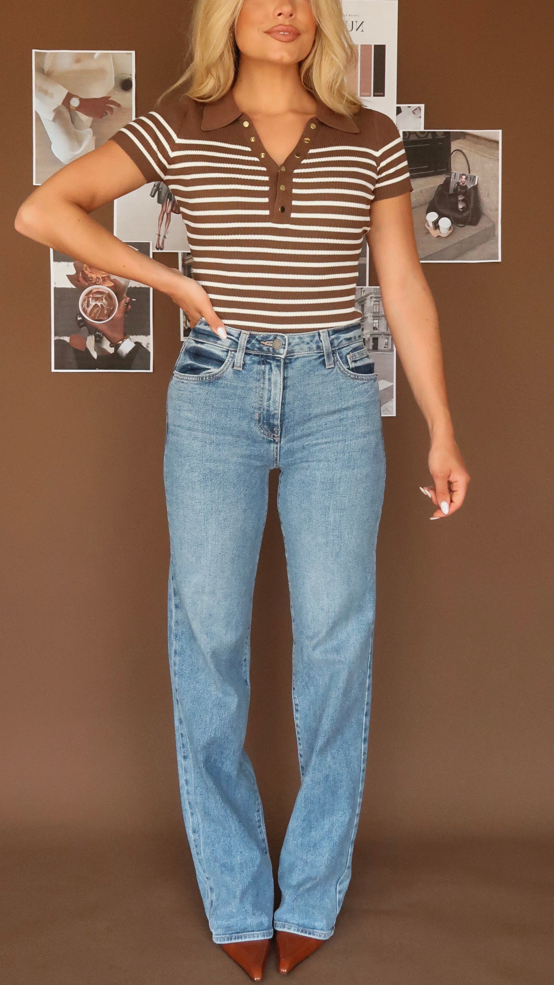 CORE HIGH WAISTED STRAIGHT LEG DENIM MEDIUM WASH