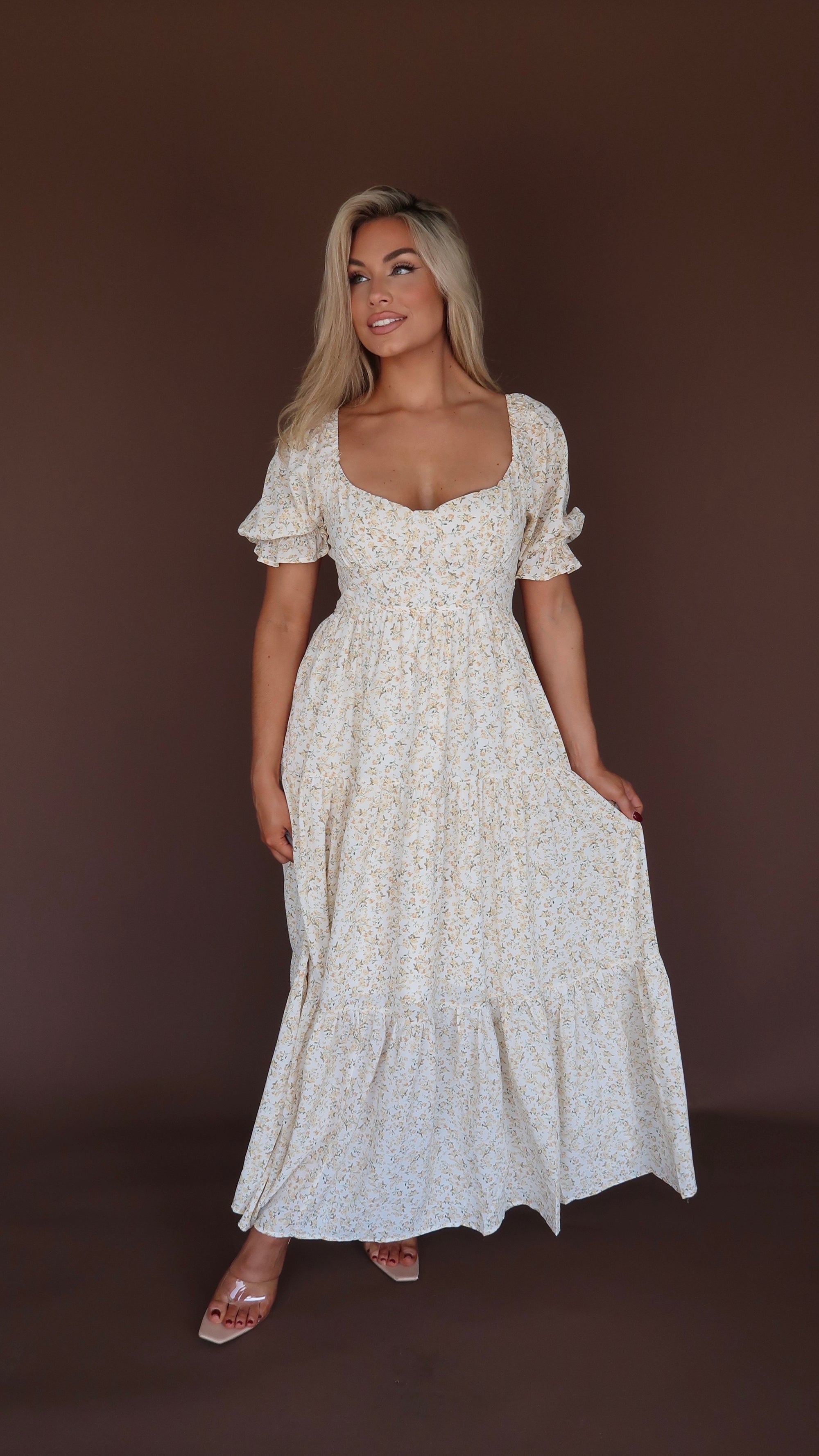 HEARTHSIDE FLORAL MAXI DRESS