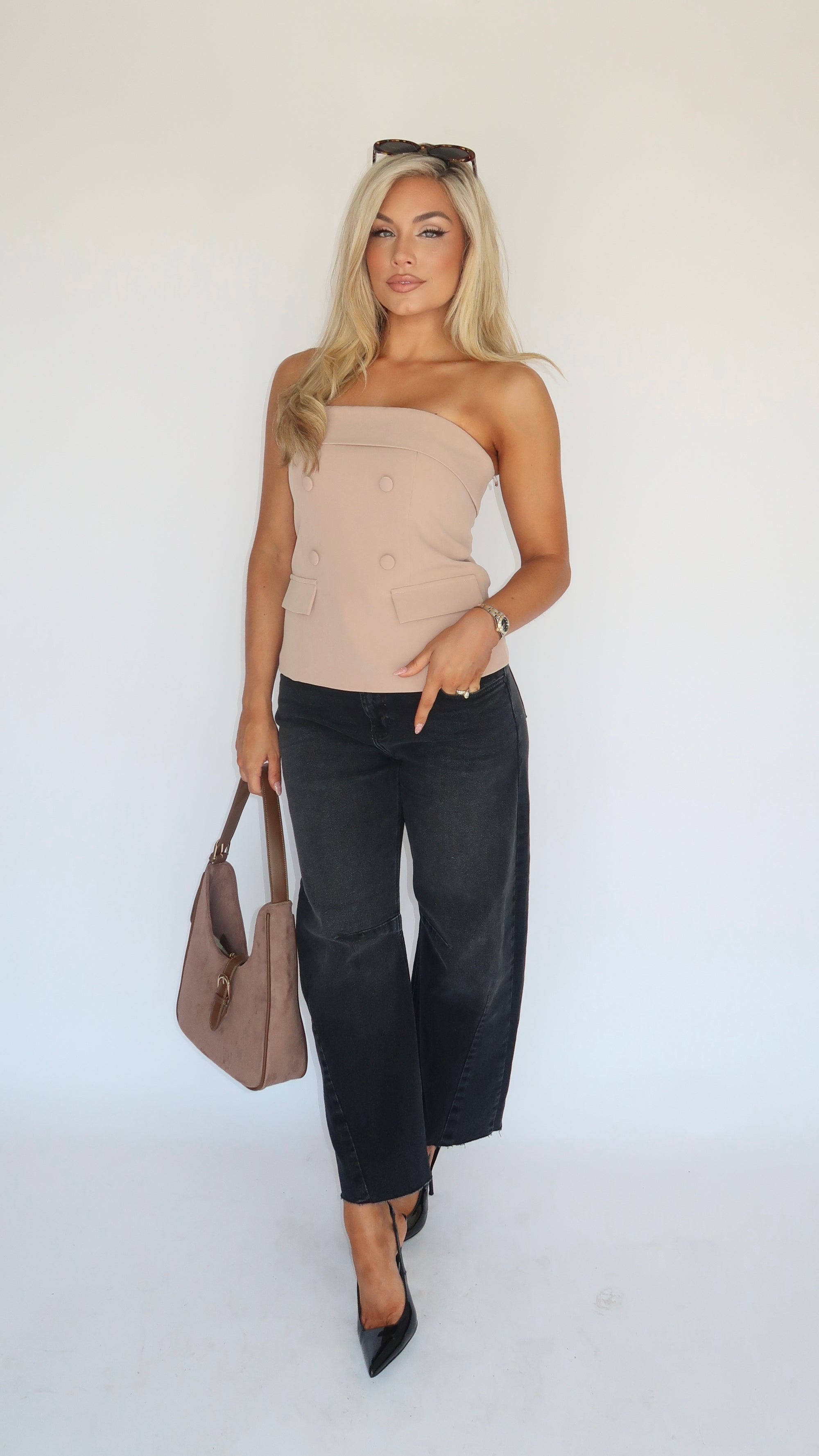 JULIA STRAPLESS TOP MOCHA