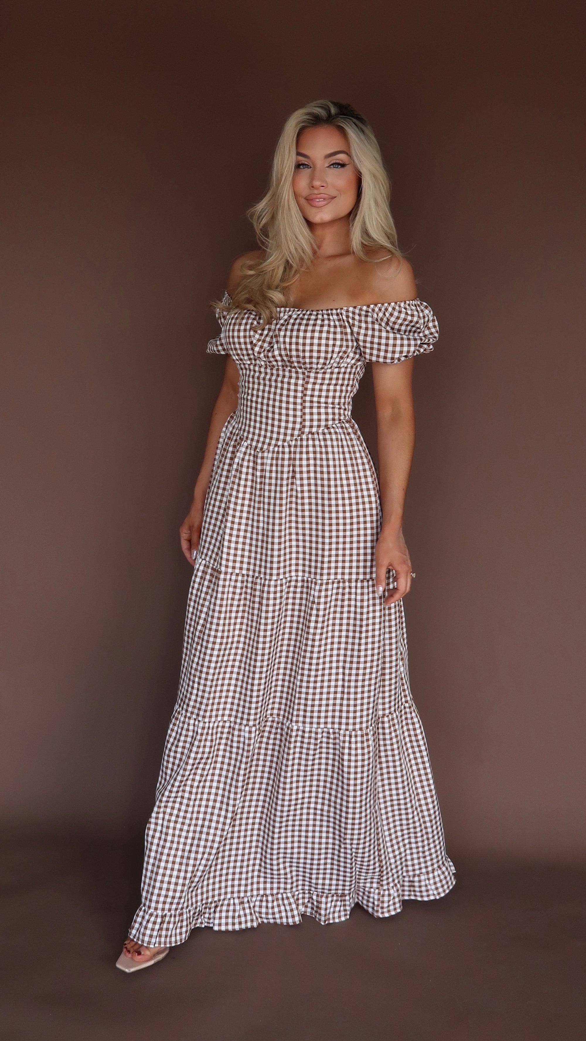 AUTUMN PICNIC GINGHAM MAXI DRESS