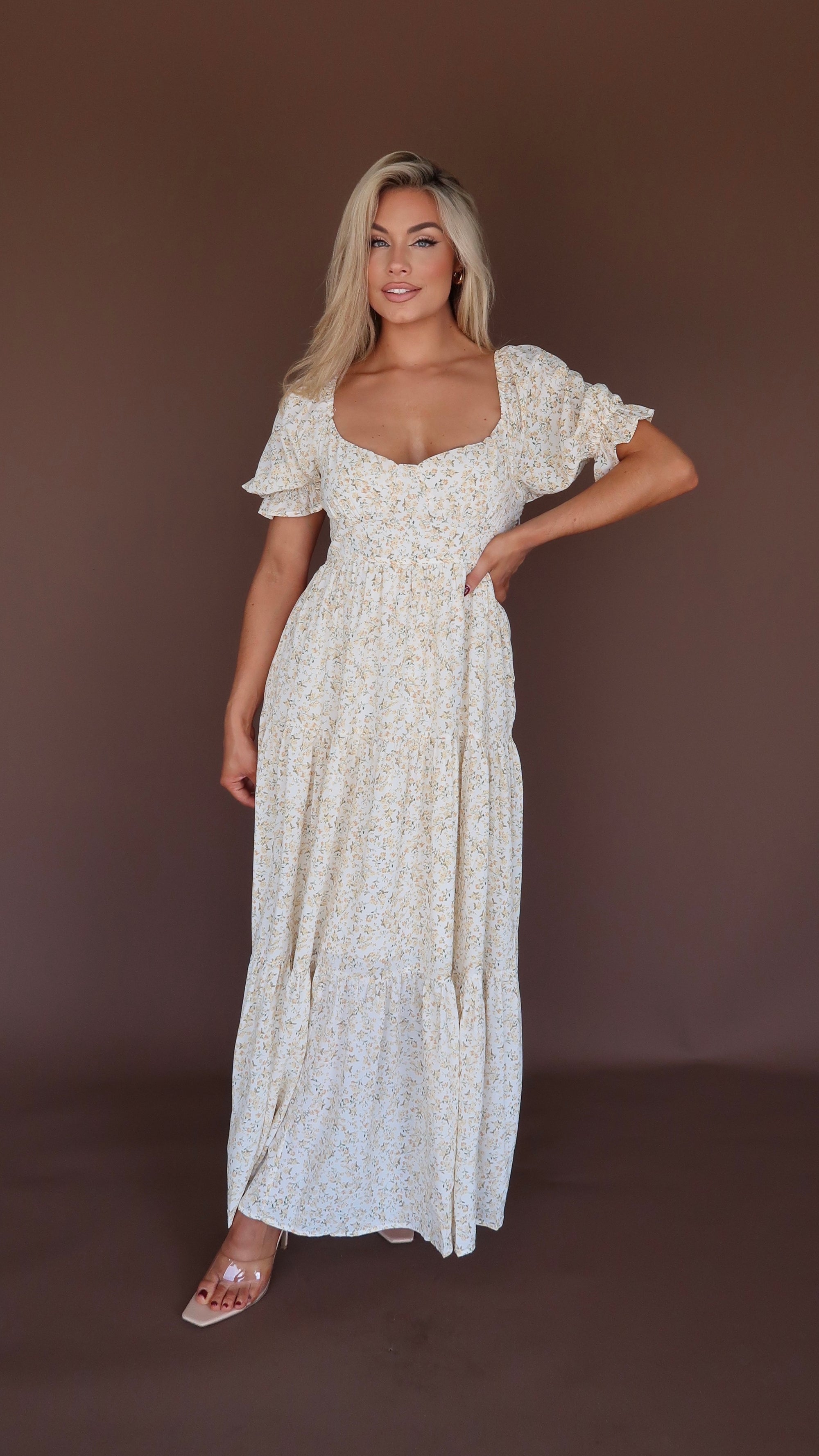 HEARTHSIDE FLORAL MAXI DRESS