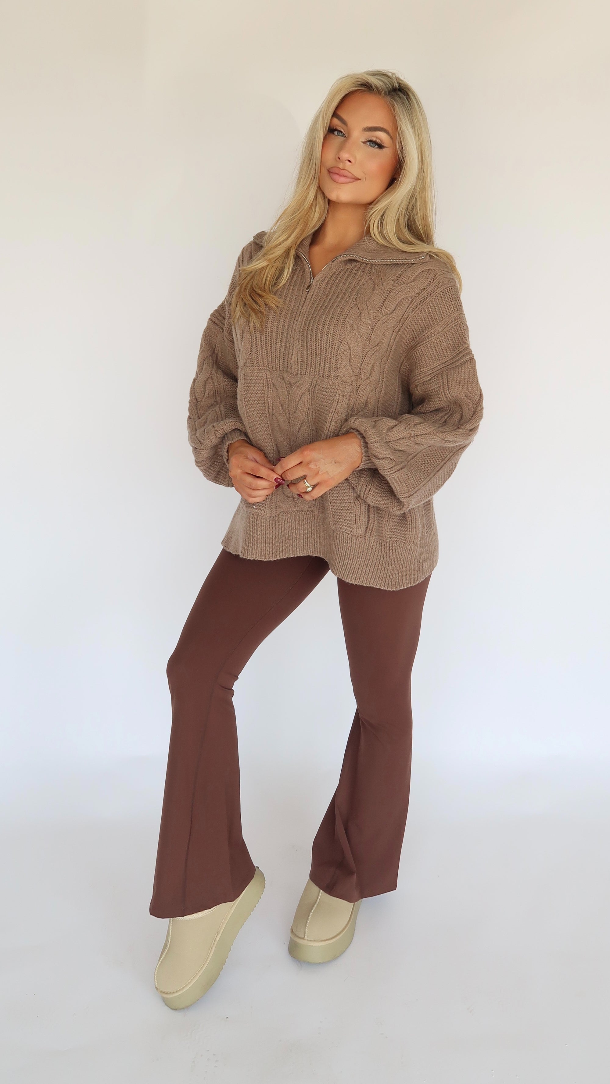 ERIKA CABLE KNIT PULLOVER MOCHA
